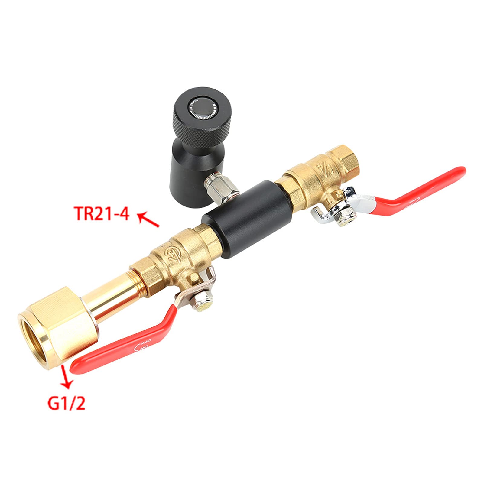 Oumefar Adapter cylindra sodowego, adapter do napełniania cylindra CO2 domowy podwójny zawór CGA320 z czarnym zaworem sodowym ASA do Profesjonalne narzędzia
