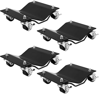 Car Dolly Set of 4-10000LB Capacity Heavy Duty Vehicle Wheel Dollies for Moving Cars, Trucks, SUVs - 2.5" Reinforced Nylon Wheels, Anti-Slip Curved Design