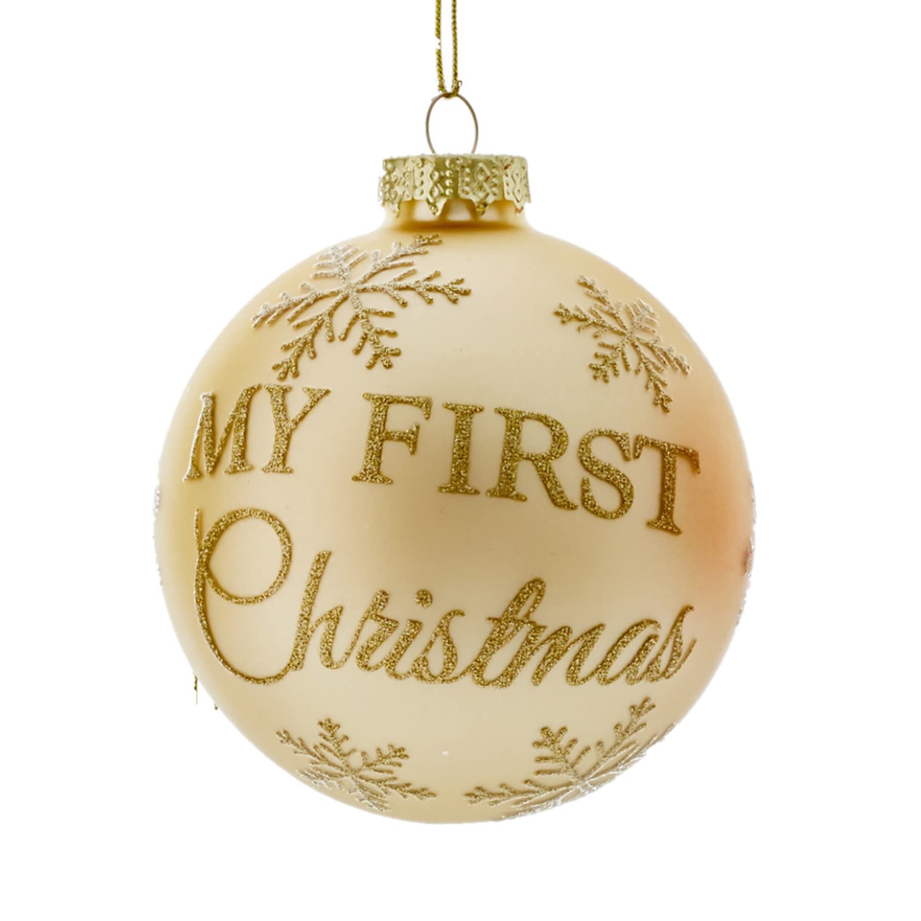 Widdle Gifts Gold My First Christmas Glass Bauble 80Mm Tree Decoration