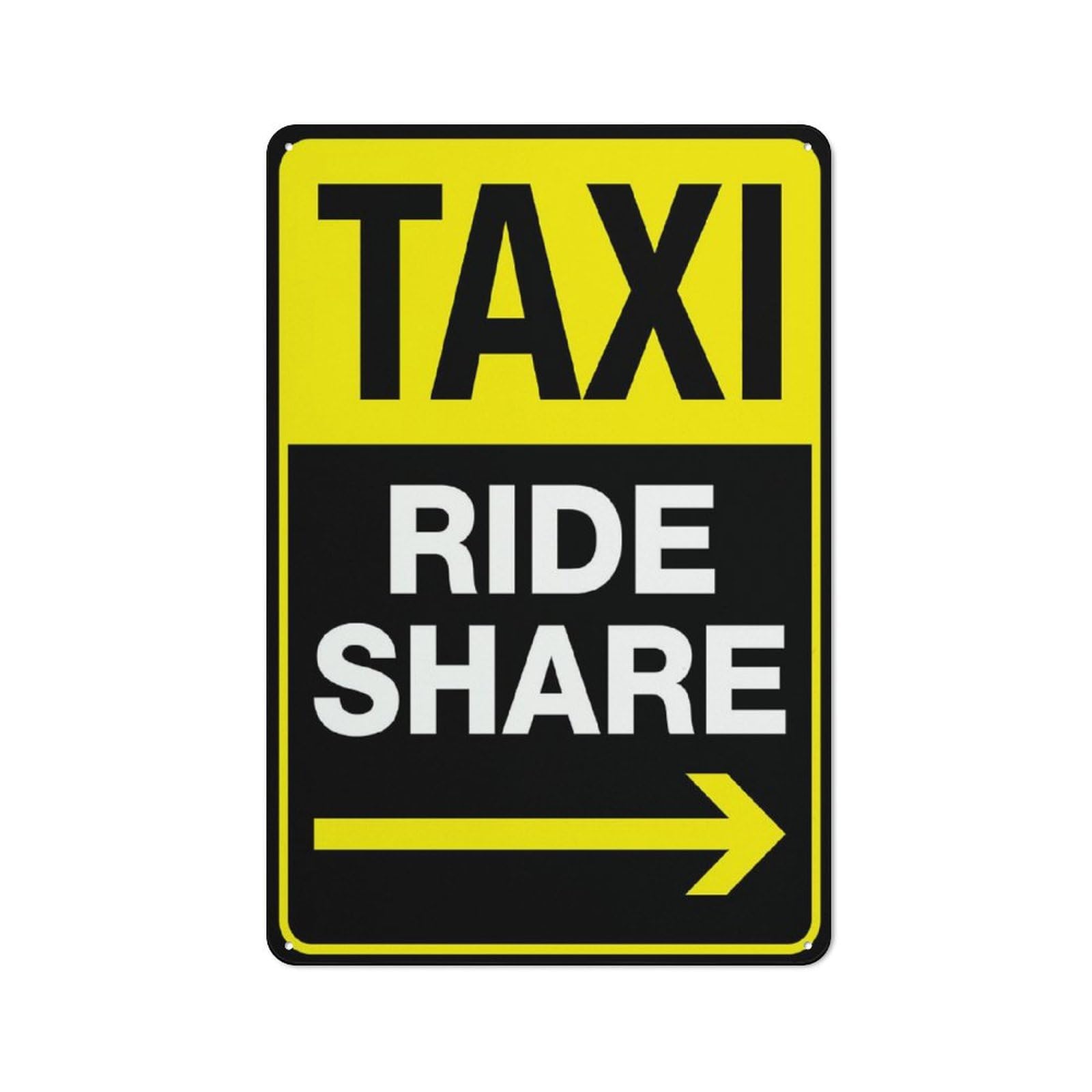 Taxi/Ride Share (Right Arrow) Sign, 8x12 Inch Outdoor Metal Sign for Business, Workplace, Office, Home, Garden