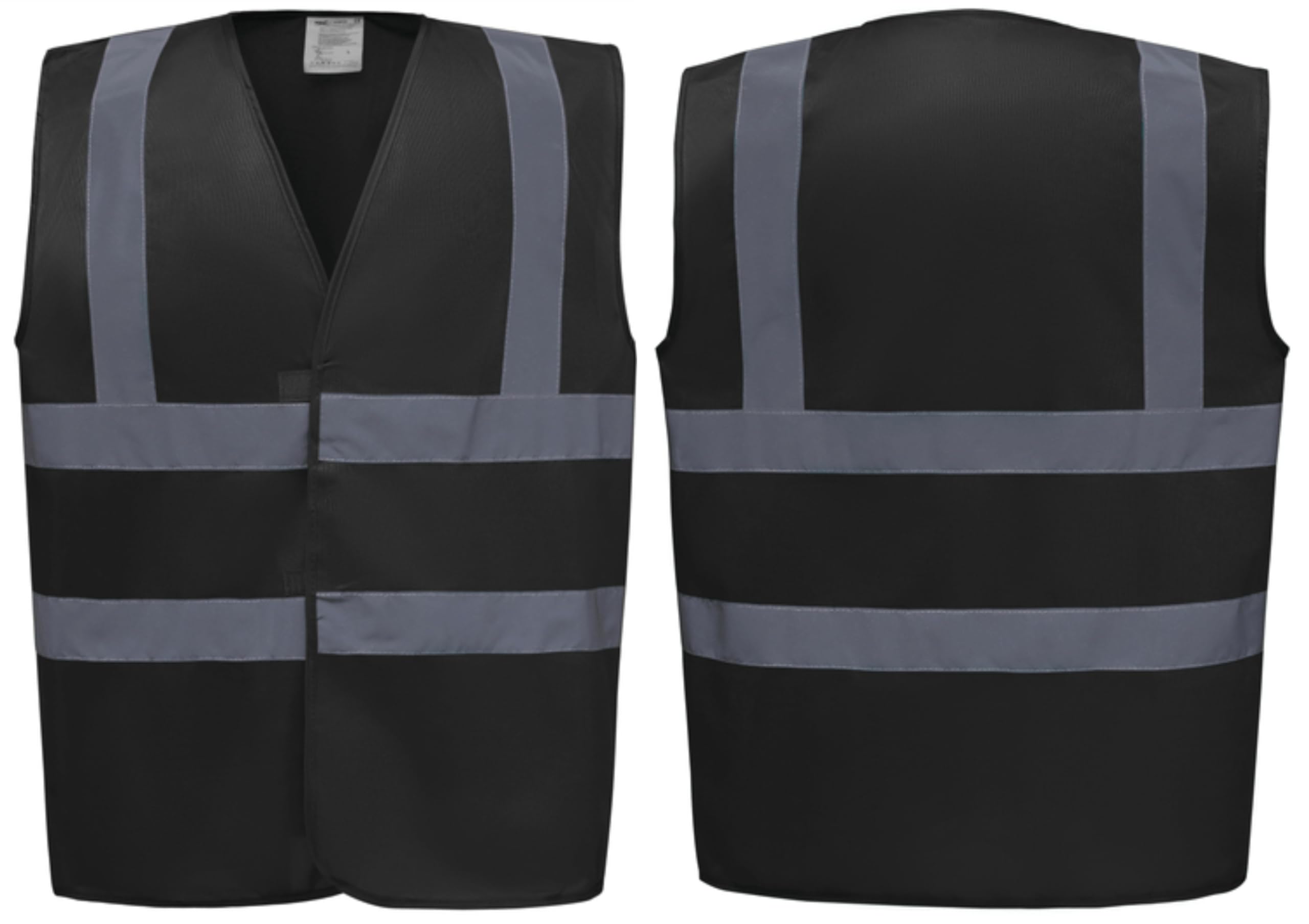 High Visibility Reflective Safety Vest – Premium Hi Vis Waistcoat with Fastening, 14 Colours, Lightweight Workwear for Construction, Security & Cycling (Black, XLarge)