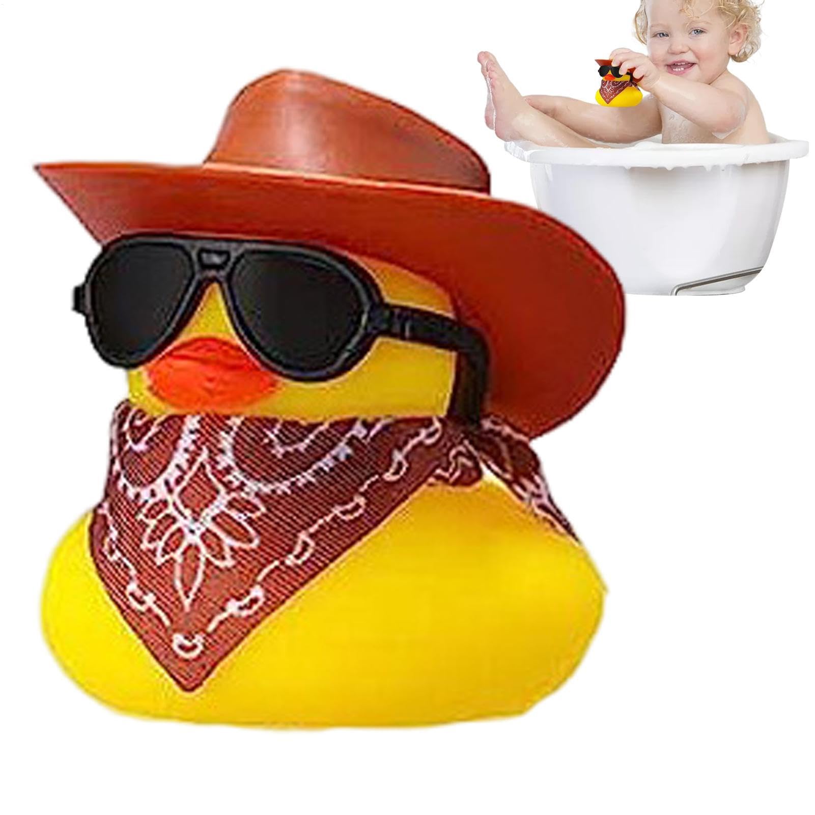 Rubber Duck With Cowboy Hat, Cowboy Rubber Duck , RubberDuck CarOrnaments, Goody Bag Filler, Small RubberDuck CarAccessories For Beach Swimming Pool Party Car Decor