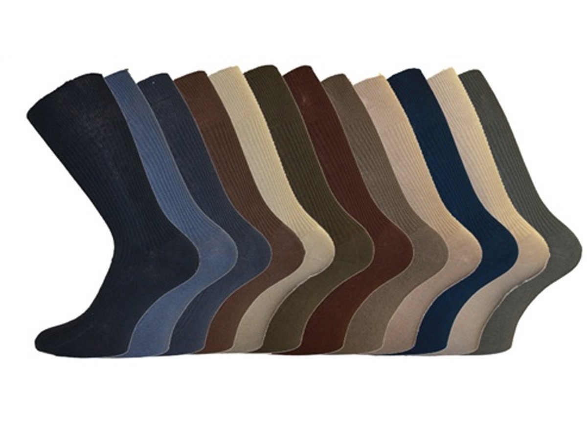 I-Smalls Men's Assorted Aler 12Pk Softop Loose Soft Wide Grip Non Elastic Ribbed Cotton Socks 12Pk (Mixed) 6-11