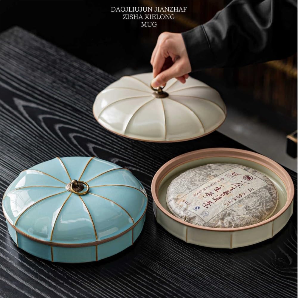 Duży ceramiczny pojemnik na herbatę - szczelny słoik do przechowywania herbaty zbiorczej, chińskie pudełko na ciasto herbaciane, pojemnik kuchenny do domu, idealny do luźnych liści i ciast