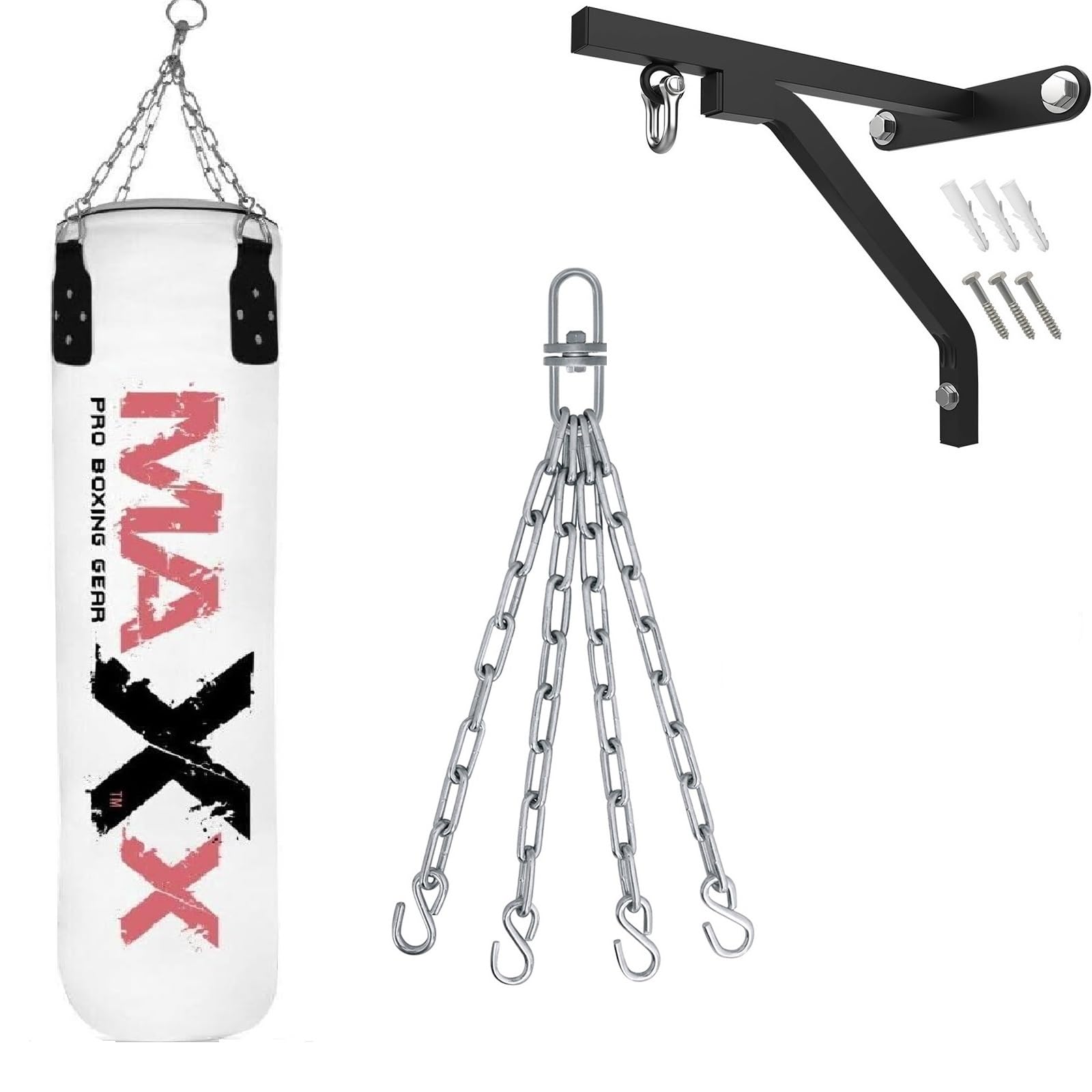Punching Bag Set with Free Bracket and Chain, Choose from 3 to 6 Feet Sizes (WHITE PINK PRINT, 5FT) โ image 1