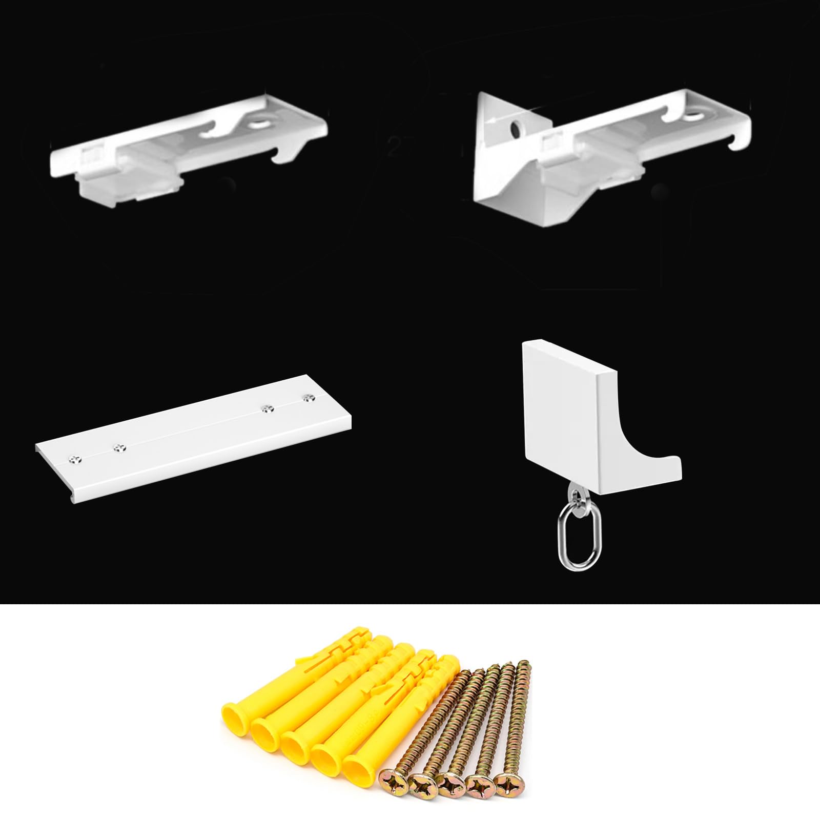 Single Curtain Tracks Heavy-Duty Curtain Rails Accessories Brackets,End Caps,Connectors and Screws for Living Room Bedroom Room Divider (white)