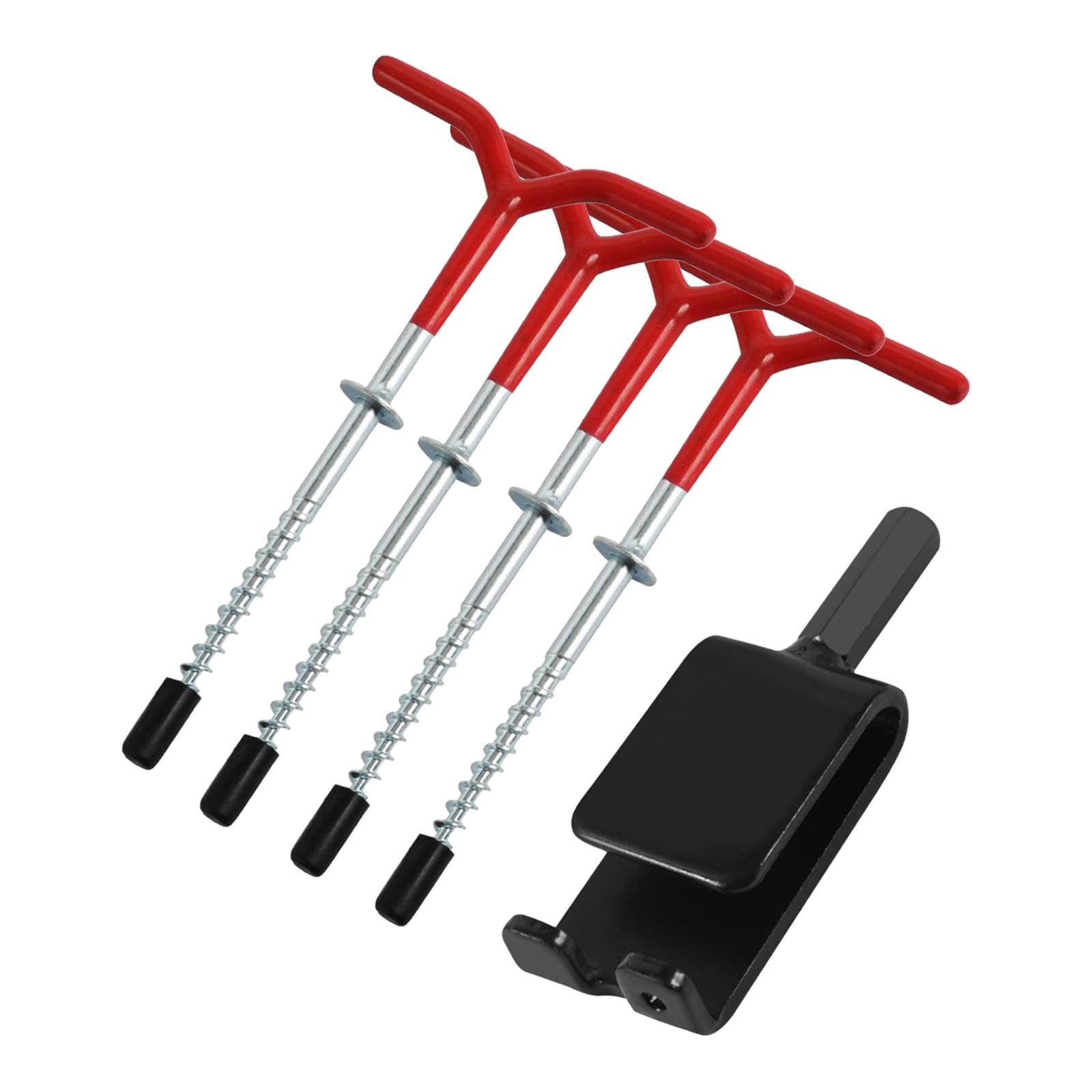 RNXRZANK 4 Pieces Ice Fishing Anchors with Drill Adapter Heavy Duty Metal Setting Up Ice