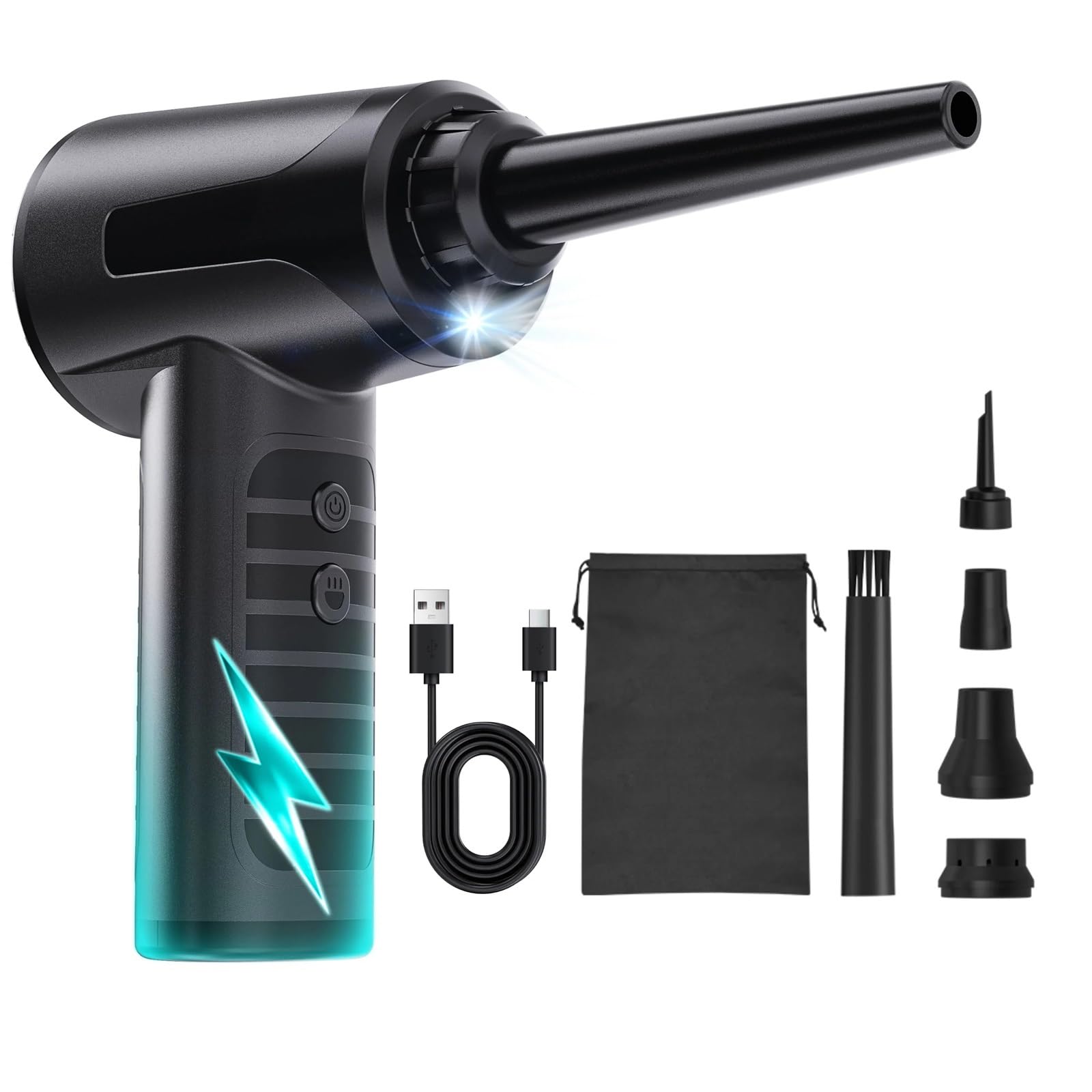 Upgraded Compressed Air Duster Turbo Electric Blower Rechargeable Cordless for Keyboard Devices Cleaning