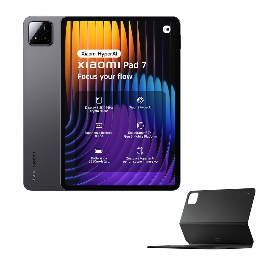 Xiaomi Pad 7 + Keyboard, (Tablet) display da 11.2'', 8+128GB, Nero, batteria da 8850mAh, Ricarica Turbo da 45W, HyperAI (Alimentatore non incluso)