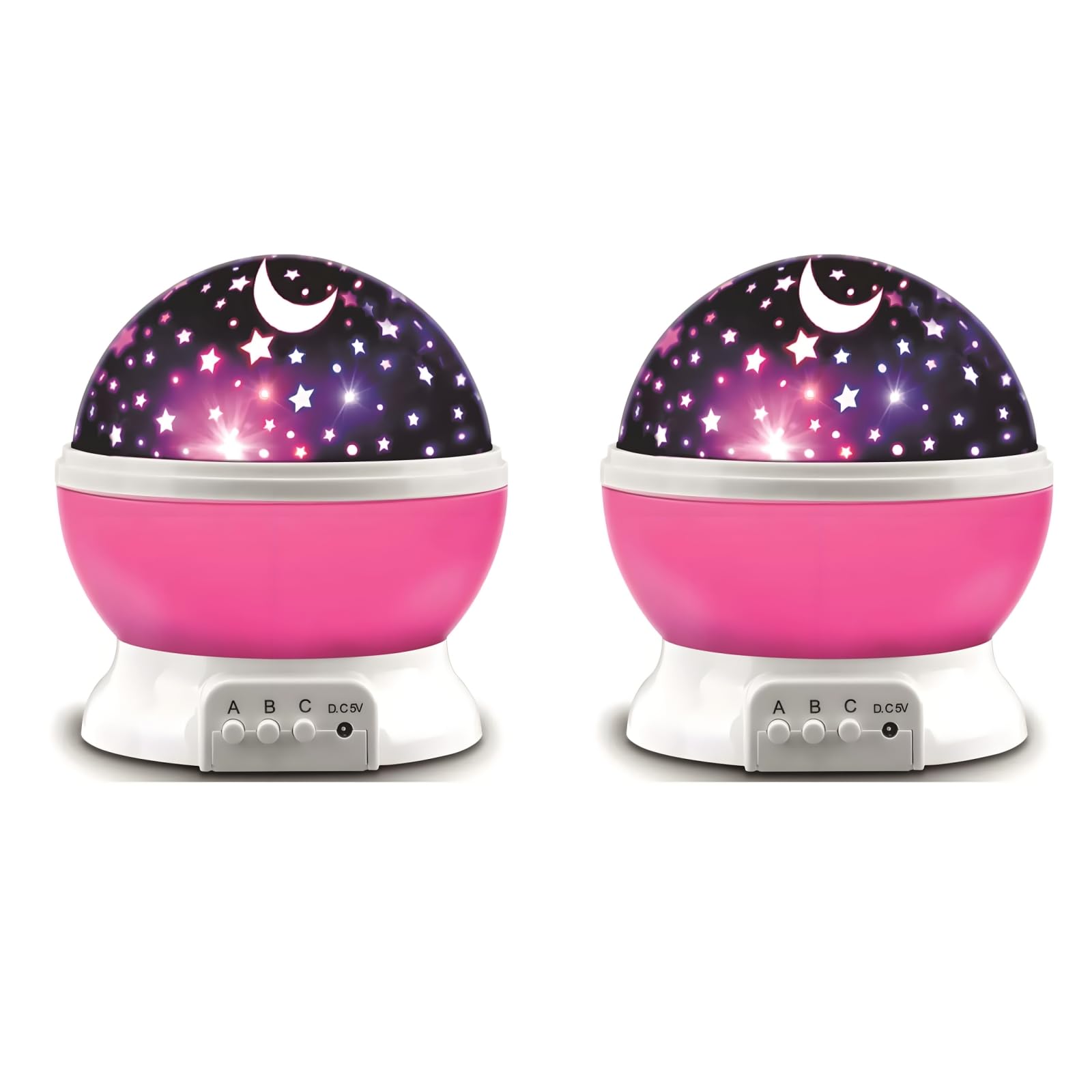 Projecteur de veilleuse, projecteur d'étoiles rotatif, lampe table lumineuse à LED, lumière rotative couleur for fêtes d'enfants et jouets for enfants (bleu)(2 Pack of Pink)