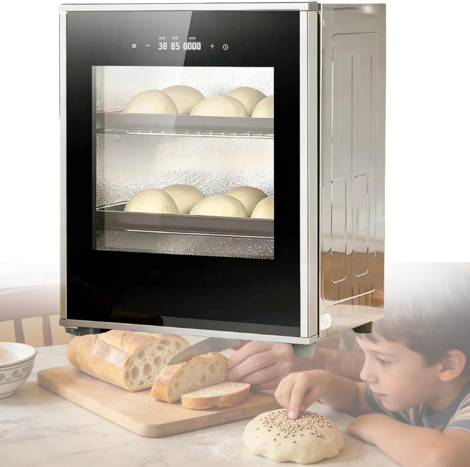 1.41 Cubic Feet Electric Dough Proofer,Dough Yogurt Fermentation Machine with 2 Layers,68-113℉ Temperature and Humidity Control,Smart Touch Panel for Baking Bread