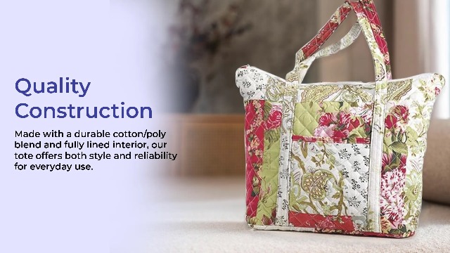 Bolso Tote Floral acolchado con cierre superior para mujer miniatura 7