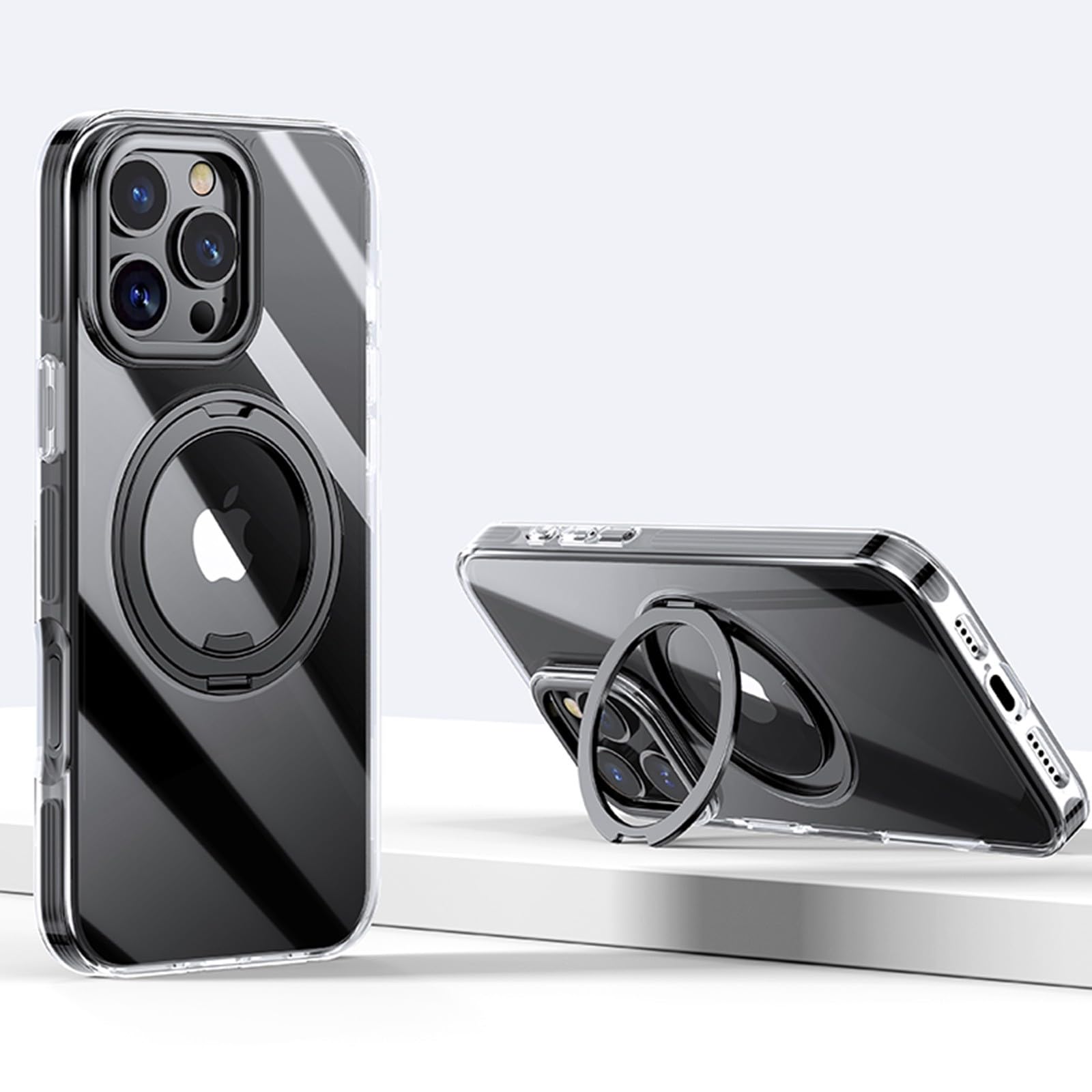 Coque iPhone 15 Pro Max rigide noire anti-choc et anti-rayures avec support caché - 8