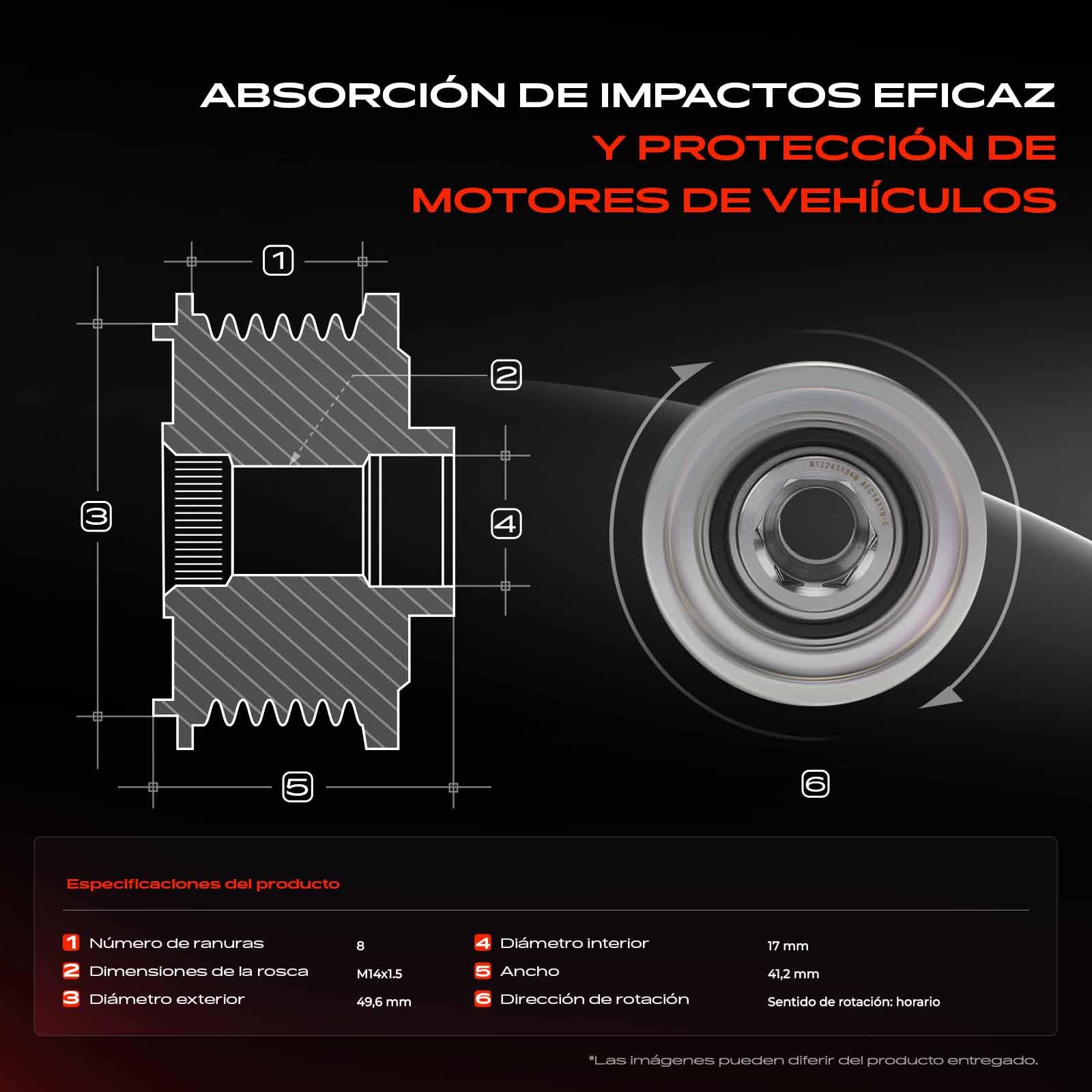 Frankberg Polea Alternador Rueda Libre Alternador con 8 Ranuras Compatible con Serie 1 F20 M 135i M 135i xDrive 3.0L 2012-2016 Replace# 333670