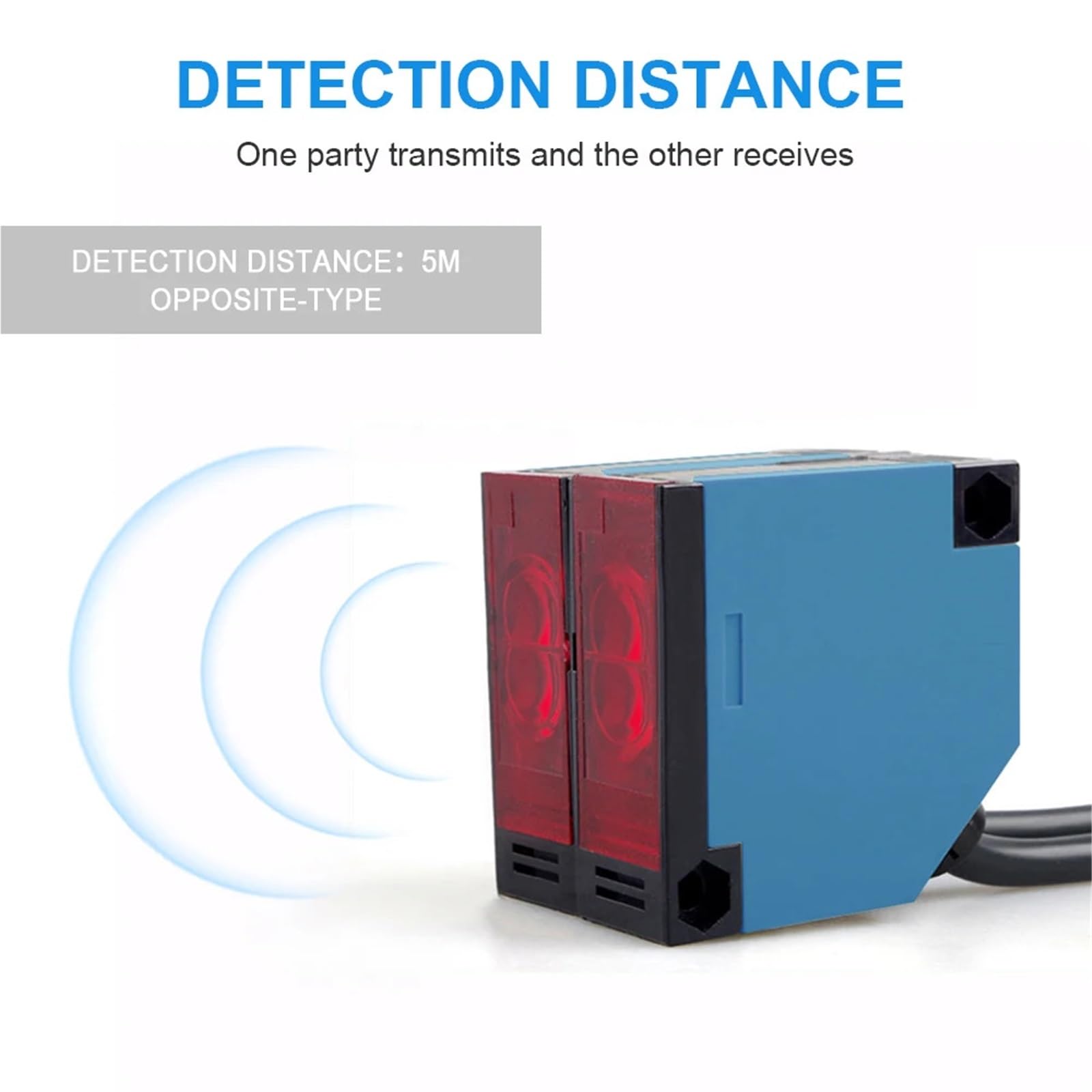 1 Uds Salida de relé 5m a través detección Haz Interruptor Sensor proximidad Foto infrarroja 12-250V NPN/PNP Transistor/relé(90-250VAC Dark-ON)