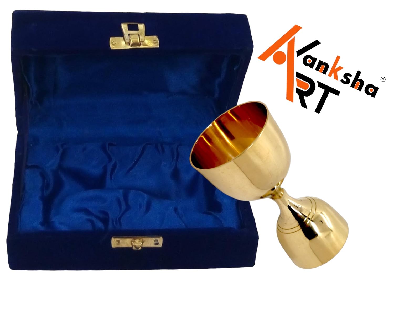 Akanksha Arts Golden Shade, Made of Brass- 30 ml / 60 ml Peg Measure - with Decorative Box 2
