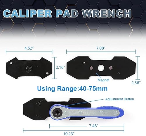 Vista 4 de PIT66 Llave esparcidora de pistón de freno de trinquete almohadilla de pinza de instalación de herramienta de prensa de trinquete azul