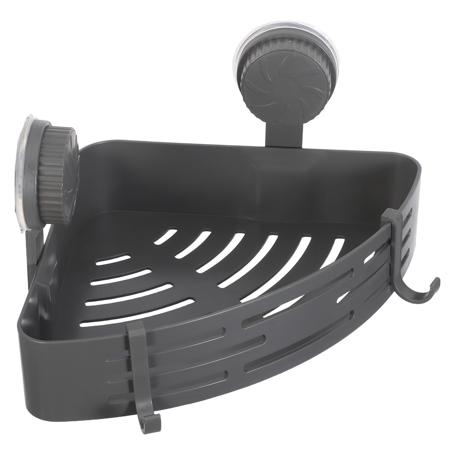Cesta de baño para esquina triangular con ganchos multiusos