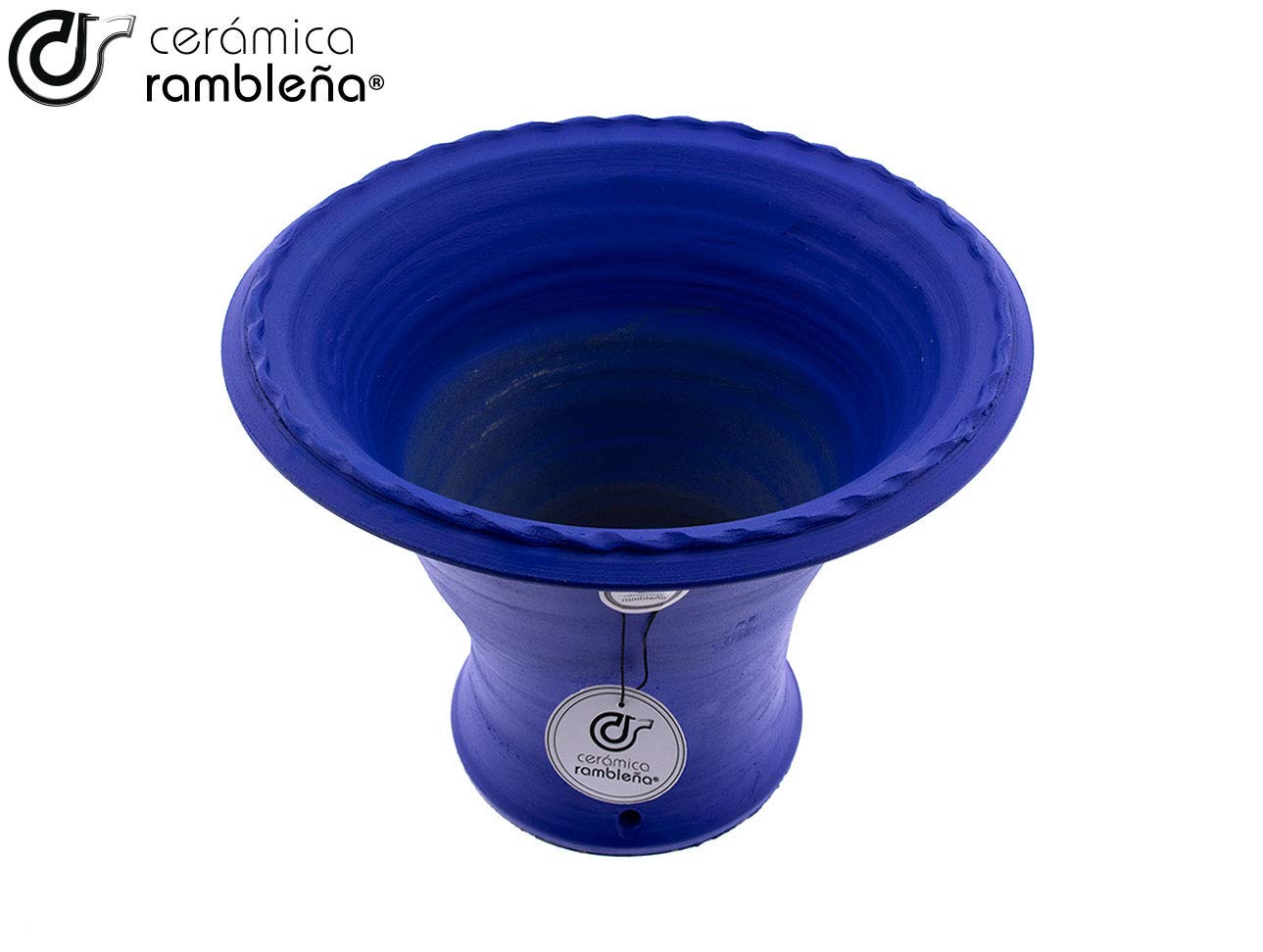 Ceramiczna RAMBLEÑA | duża ozdobna doniczka z Cordoba niebieska | duża ozdobna doniczka | ozdobna donica do użytku na zewnątrz | ozdobna doniczka do zawieszenia | 100% ręczna robota | 28 x 22 cm