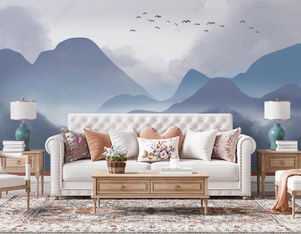 Papier peint intissé brume bleue grand format décor premium