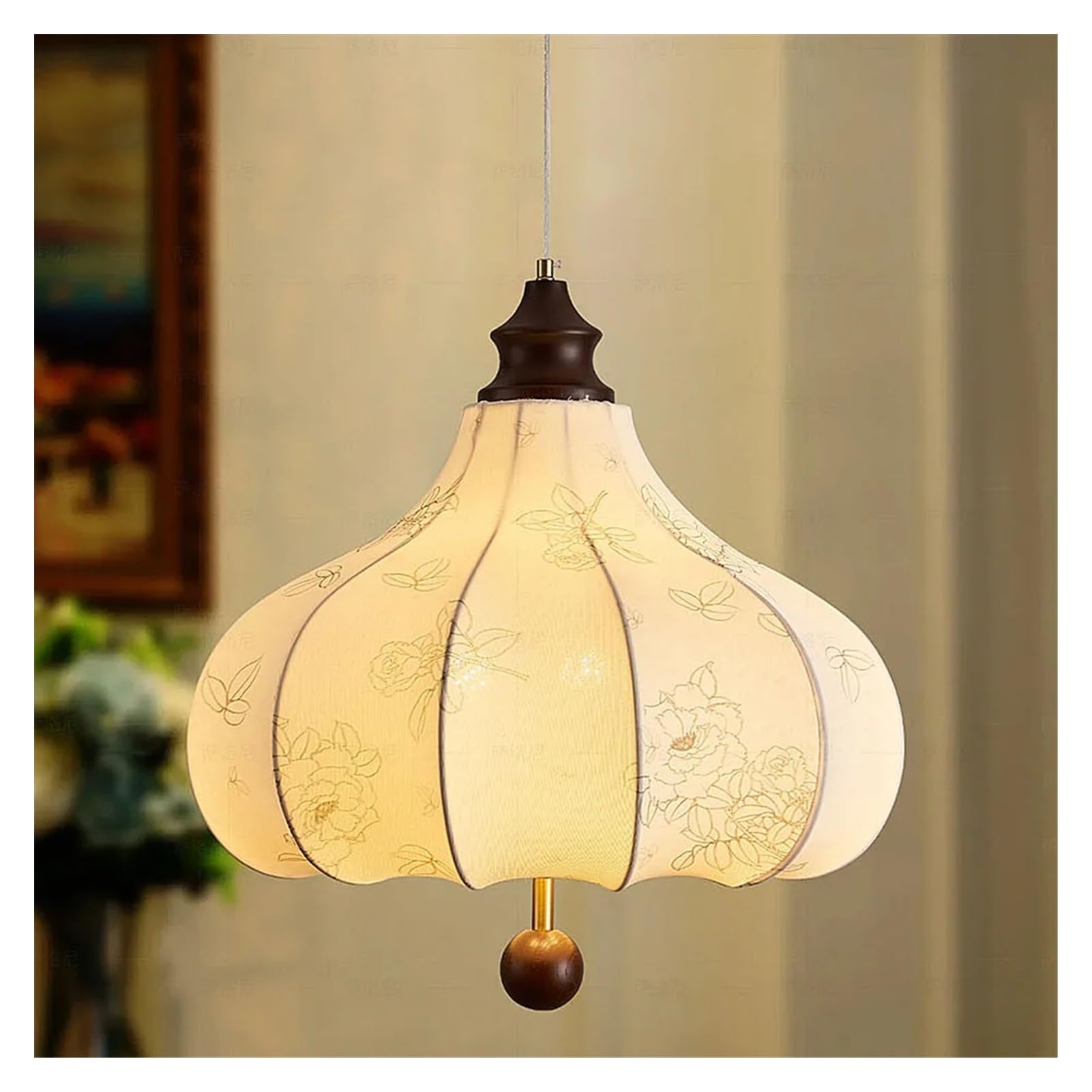 Lustre de salle à manger tissu médiéval avec lampe suspendue chambre