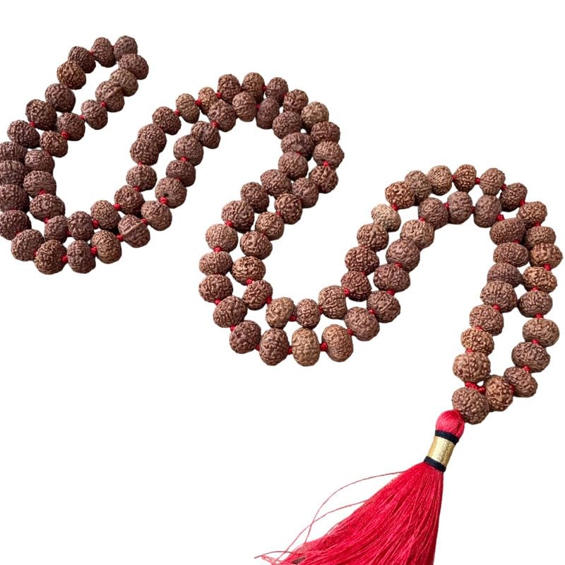 Natürliche AAA Große 8 Mukhi Rudraksha Mala, 108 Mala Perlen, 8 Mukhi Rudraksha Halskette, Gebet Mala, Meditation Mala, Japa Mala