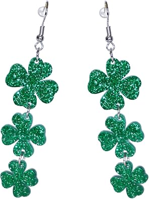 Women Adult St Patricks Day Earrings, Green Shamrock Dangle Earrings St. Patricks Day Accessories Clover Earrings Irish Lucky Shamrock Dangle Earrings St. Patricks Day Earrings for Women