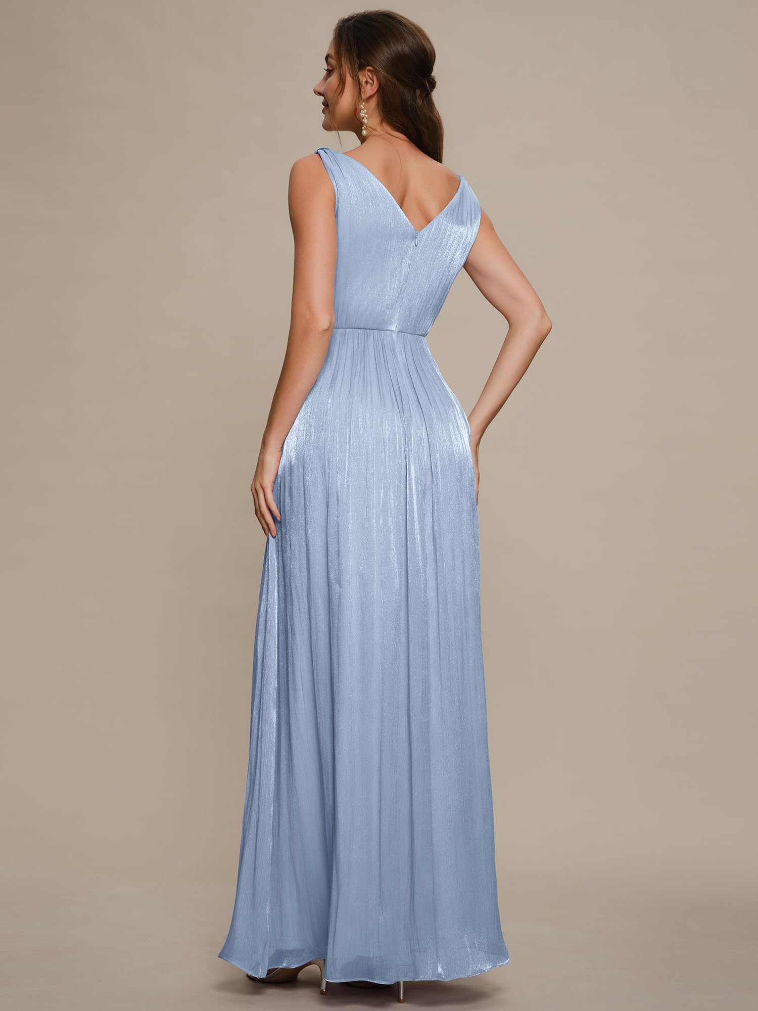 Ever-Pretty Robe Demoiselle d'honneur Élégante Col V sans Manches en Tissu Sea-Island Shine EE02805