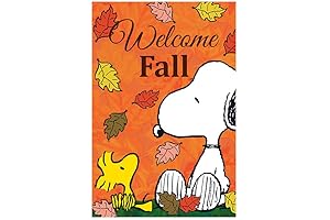 Flagology.com, PEANUTS®, PEANUTS® Falling Leaves Welcome Snoopy & Woodstock – Garden Flag...