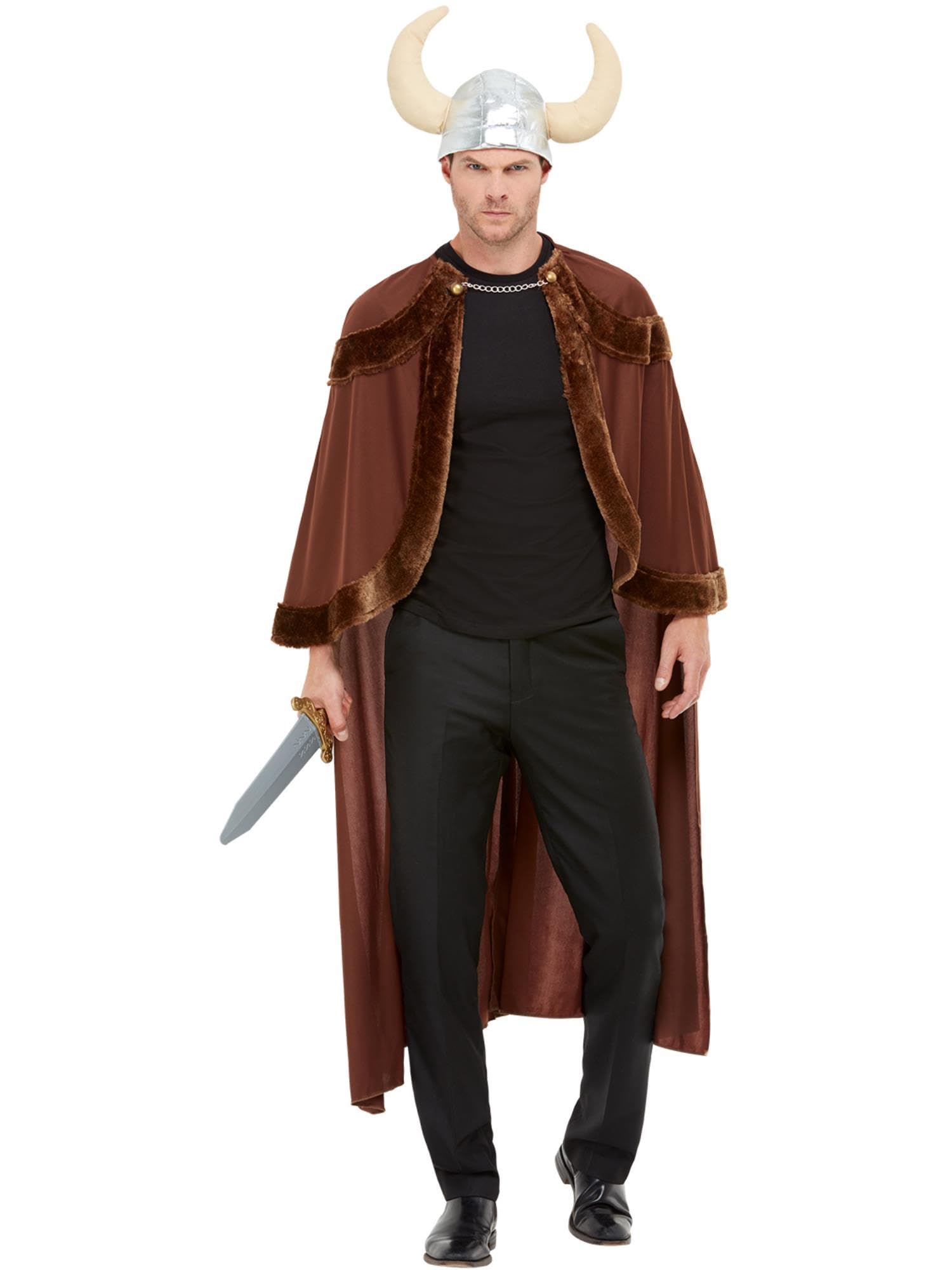 Smiffys Viking Costume, Brown with Cape & Helmet, Historical Fancy Dress, Viking Dress Up Costumes