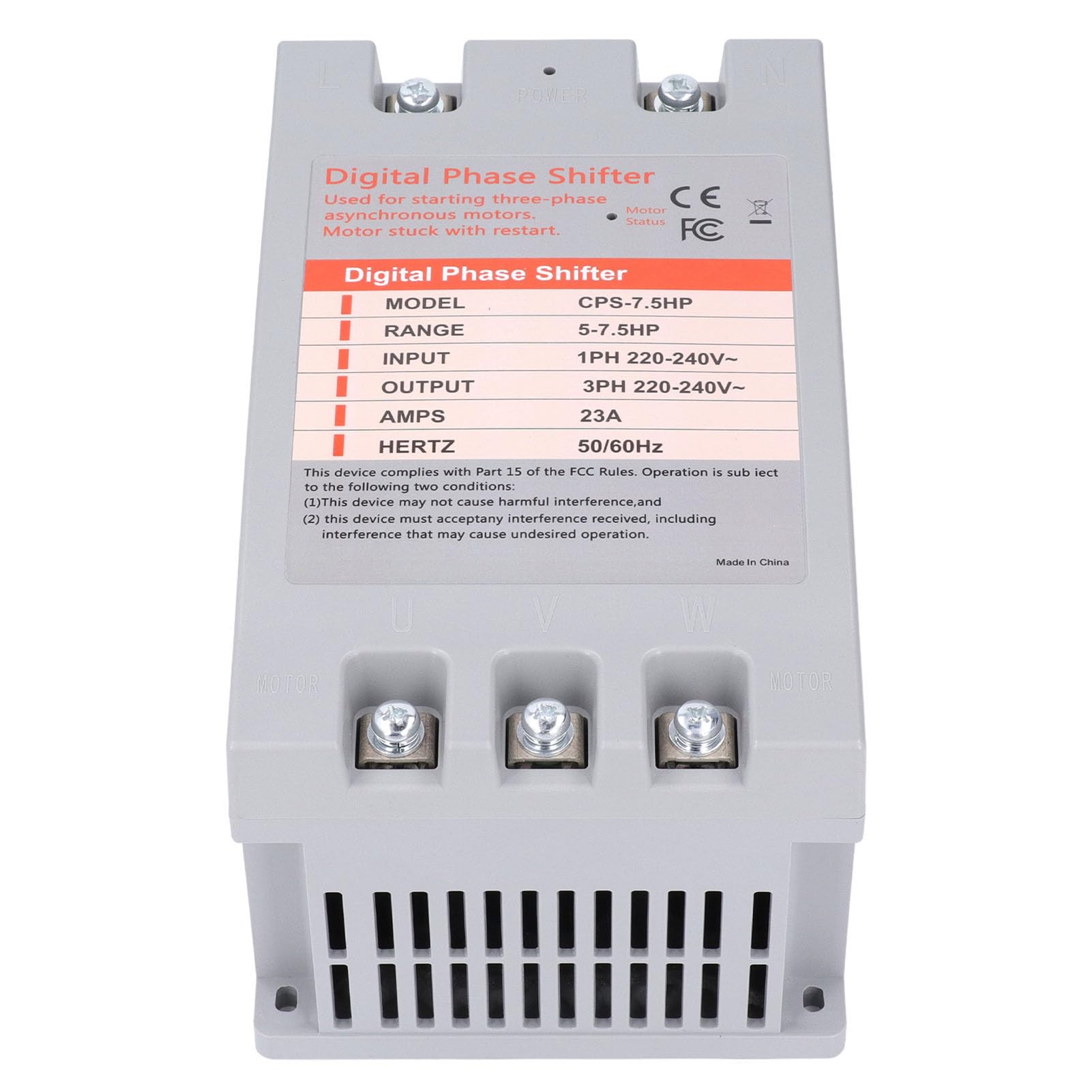 Convertidor Monofásico A Trifásico, 220-240 VCA 23 A Estructura ABS Convertidor de Fase Digital Compacto de 3,7 Kw-5,5 Kw para Maquinaria de Garaje o Carpintería