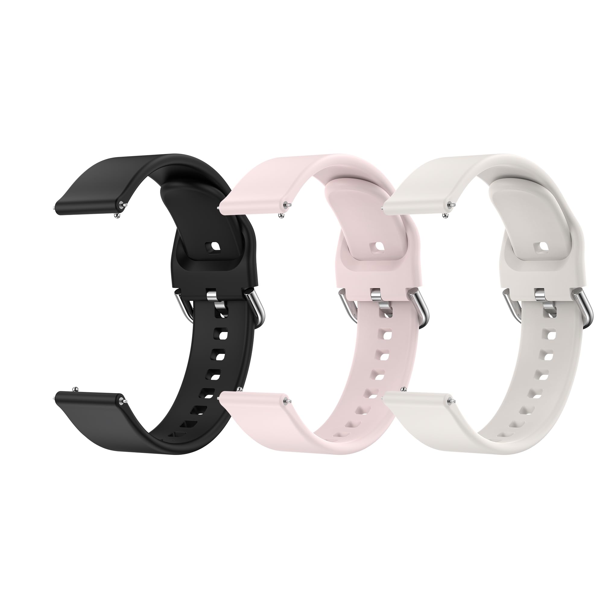 3 PACK Straps for Huawei GT5/ Huawei GT4 41mm, 18mm Soft Silicone Quick Release Replacement Sport Loop Watch Band 3-PACK 01