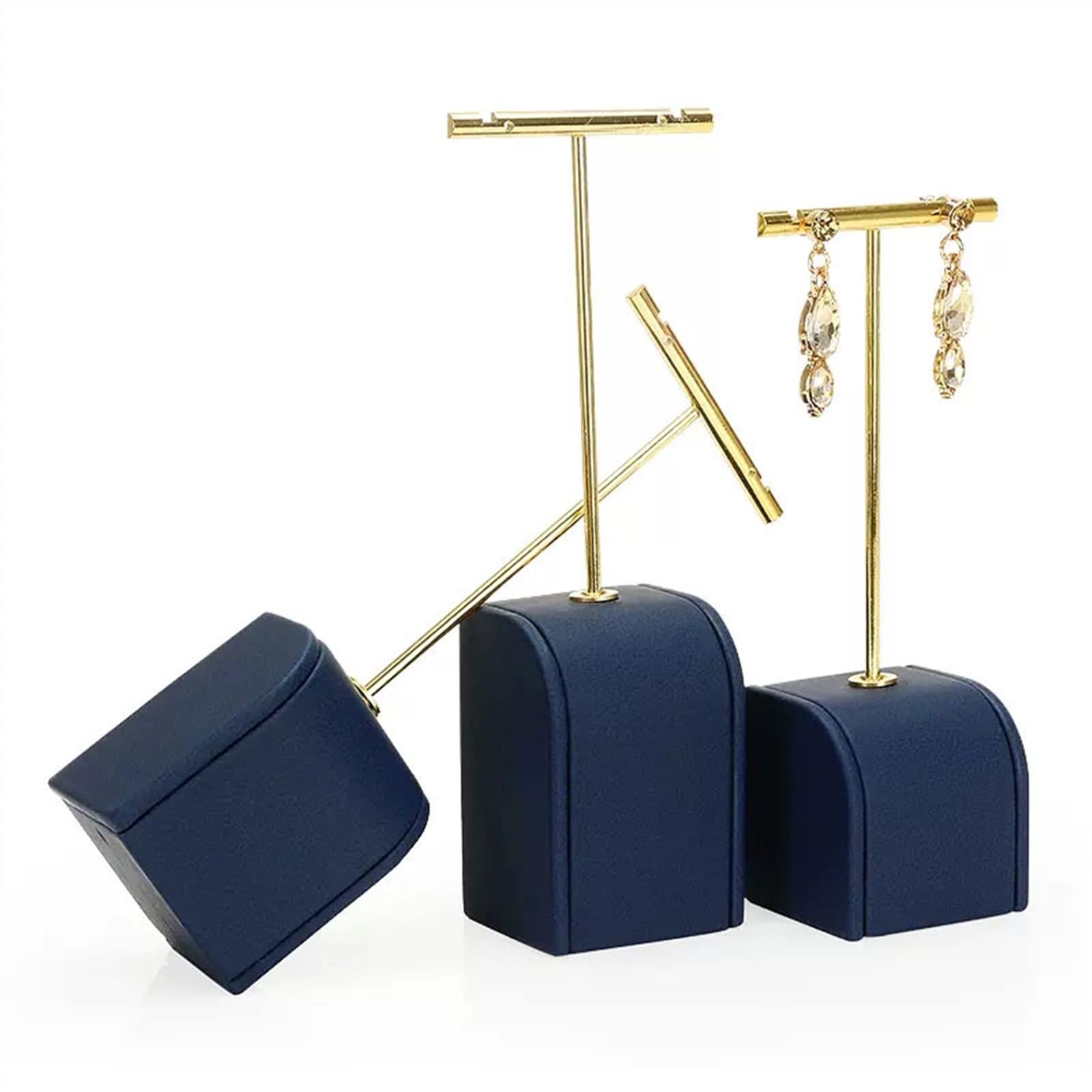 Organizador de joyas Juego de 3 pendientes de Metal, soporte en T, expositor de joyas, soporte for pendientes, accesorios de fotografía, armario, muestra, Base azul, juego de expositor de joyas, 3 uds