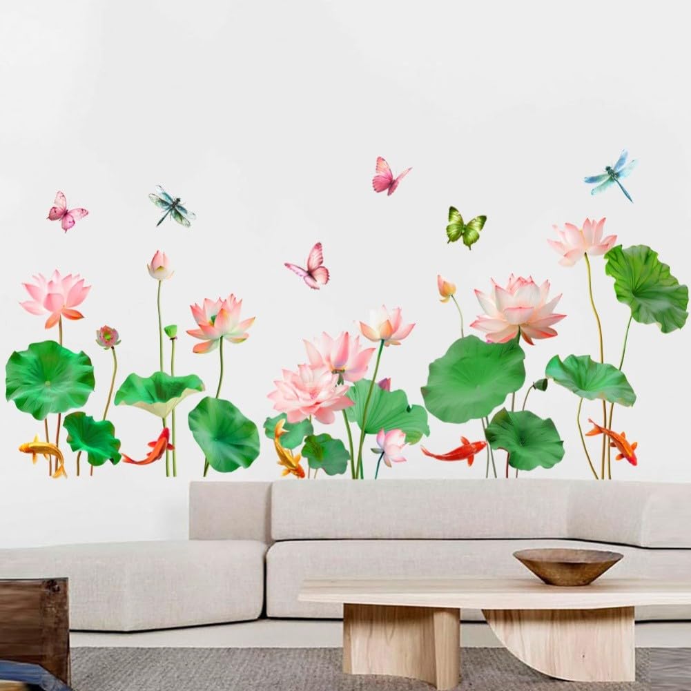 Sticker mural lotus pour relooker un mur blanc sans peindre
