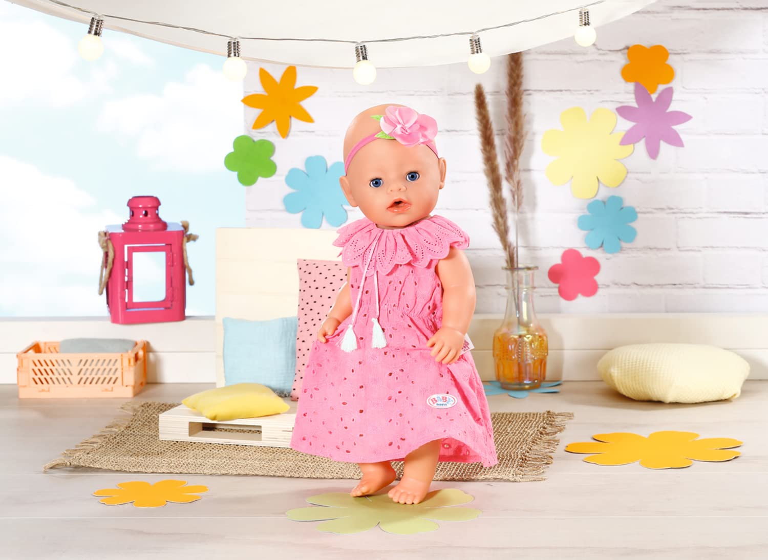 BABY born Trendy Flowerdress - Fits BABY born Dolls up to 43cm - Set Includes Dress, Headband and Hanger - Suitable for Children Aged 3+ Years - 832684 Multicolor