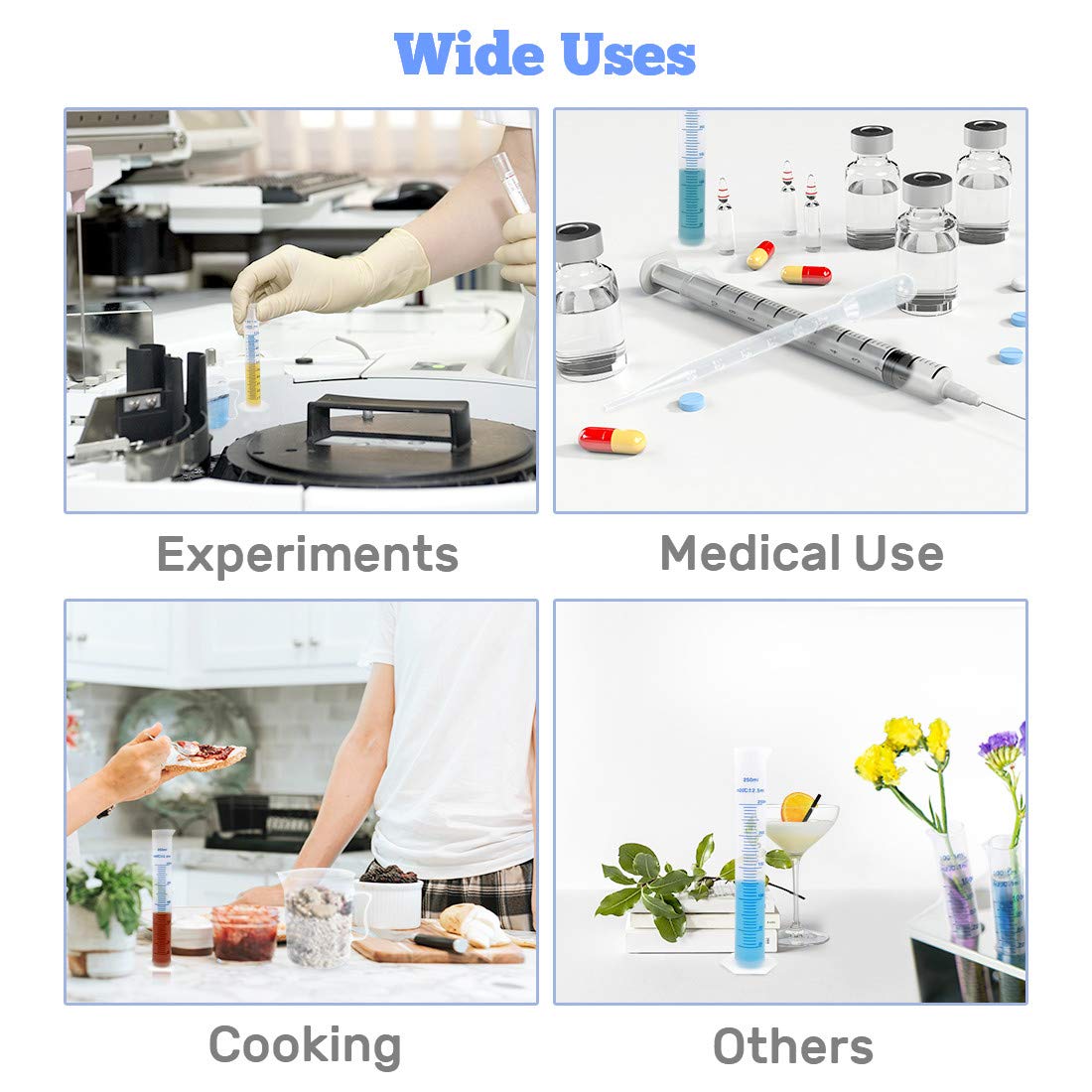 Kalevel 20pcs Plastic Graduated Cylinder Beaker Pipette Set Lab