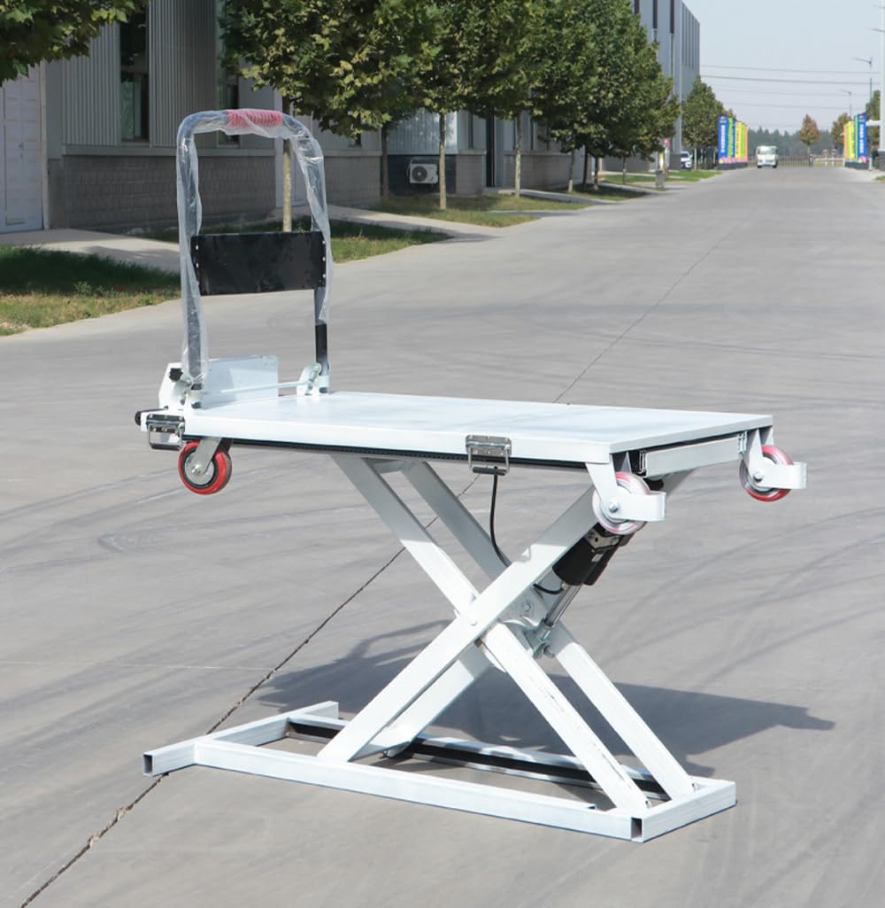 Mesa elevadora hidráulica, carro hidráulico móvil, 300 kg, capacidad de carga de 300 kg, mesa elevadora de tijera eléctrica de 4 ruedas, mesa elevadora eléctrica de tijera simple para