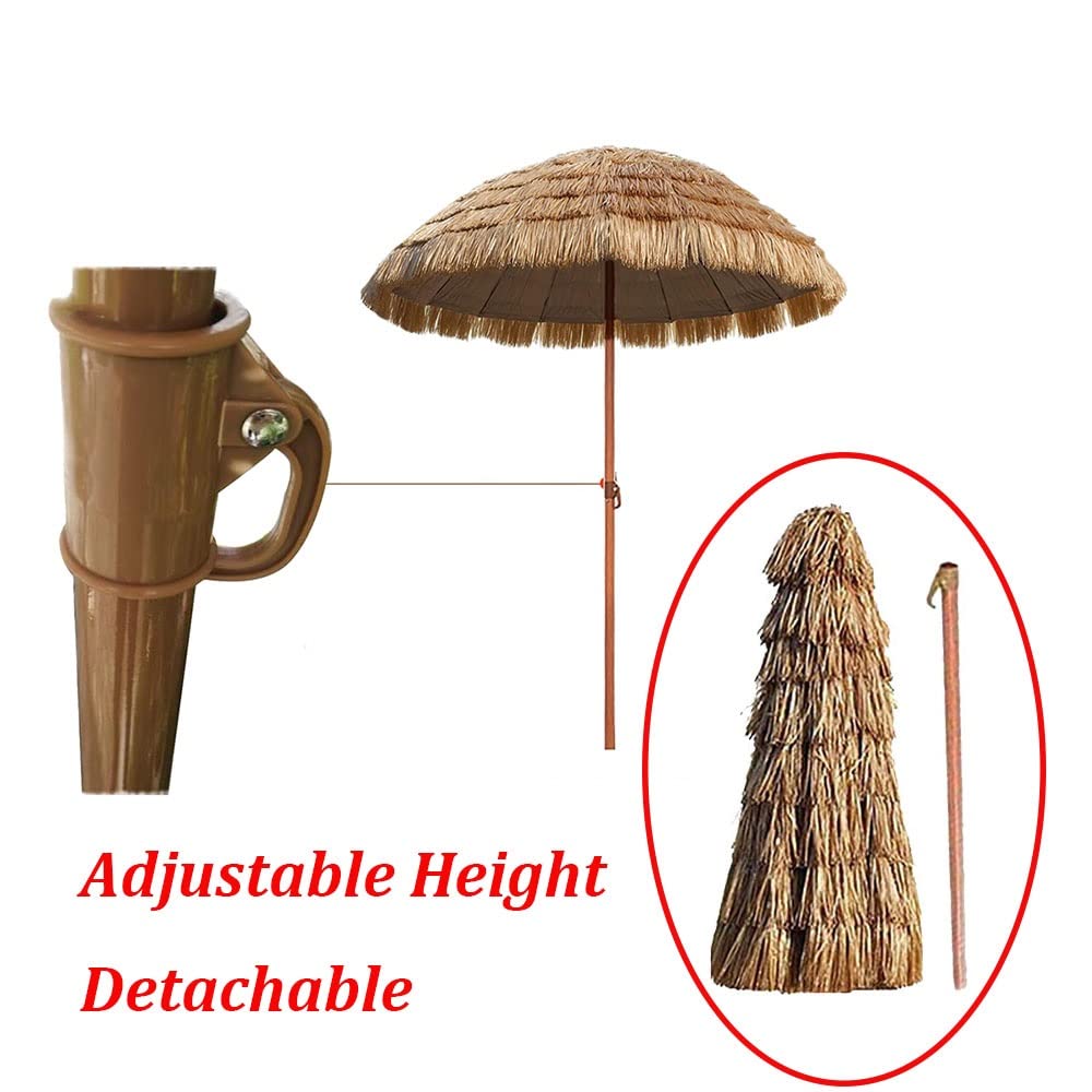 Parasol Extérieur Rond Parasol de Jardin Pliable pour Plage, Balcon, Piscine, Protection Solaire Hydrofuge, Diamètre 140cm, Hauteur 210cm