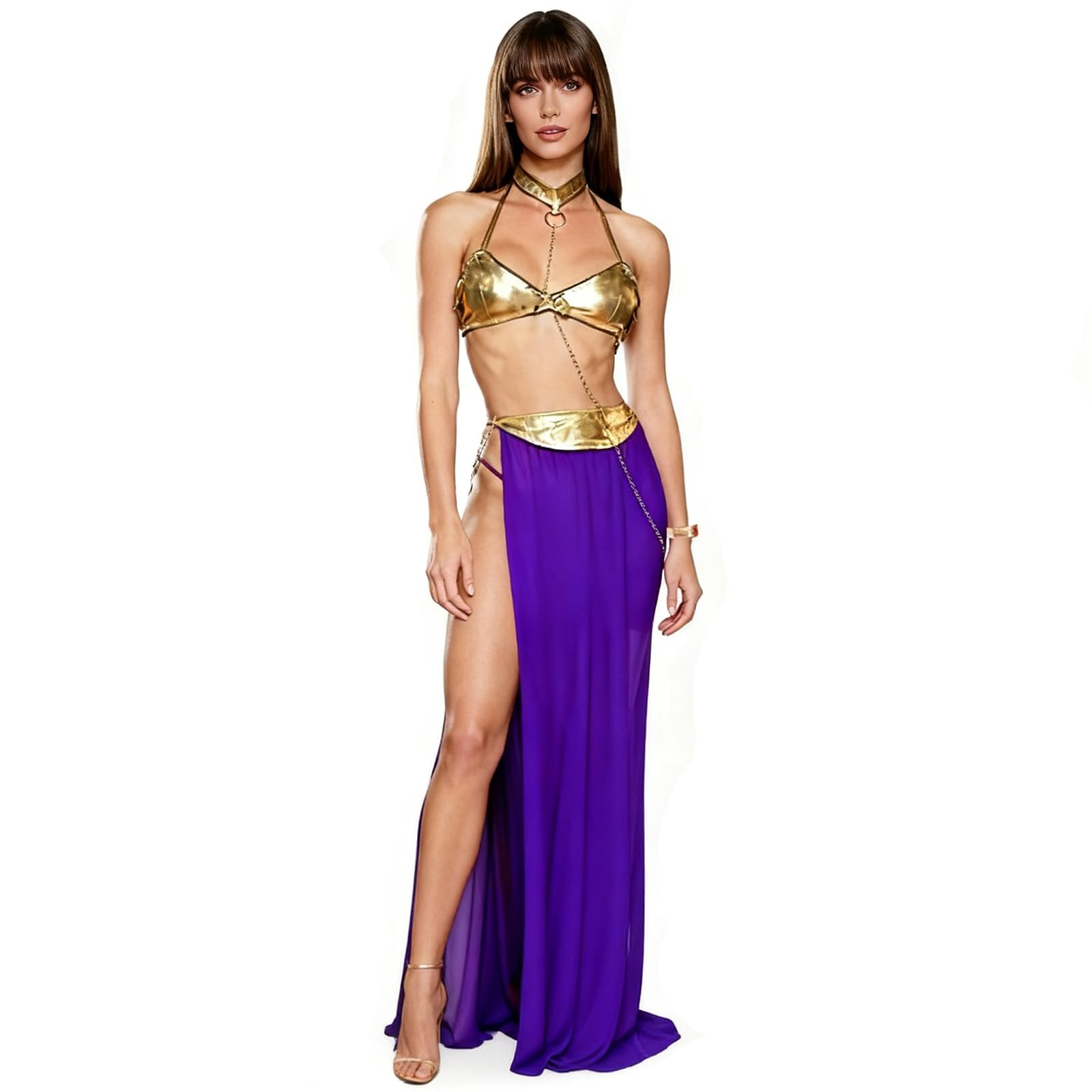 PIYAEIE Sexy Lingerie for Women Arabian Belly Dance Costumes Rave Outfit Belly Dance Skirt Cosplay Role Playing Costume Sexy Women's Erotic Lingerie Set Halloween Valentines Gift for Her (purple) — image 1