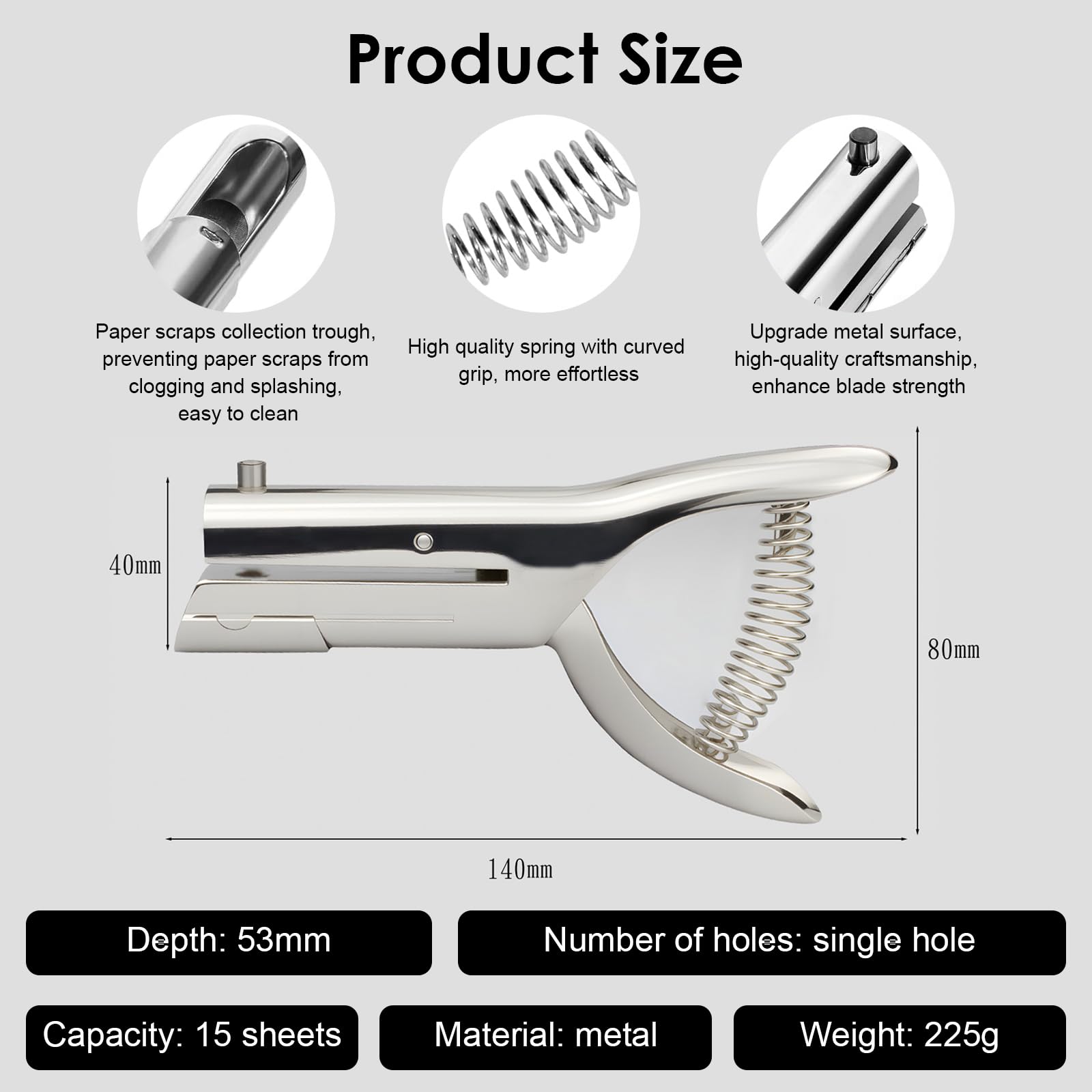 Perforatrice Decorativa a 1 Foro da 3mm, Foratrice per Carta Resistente per Fogli, Cartoncino e PVC, Accessori per l’Ufficio Essenziali, Ideale per Fai da Te e Organizzazione