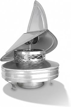 Chimcare Chimney Caps 6" Air Cooled Wind Directional Chimney Cap Stainless Steel Chimney Cap for Improved Draft, Reduced Downdraft, Rain & Debris Protection Easy Install, Made in USA