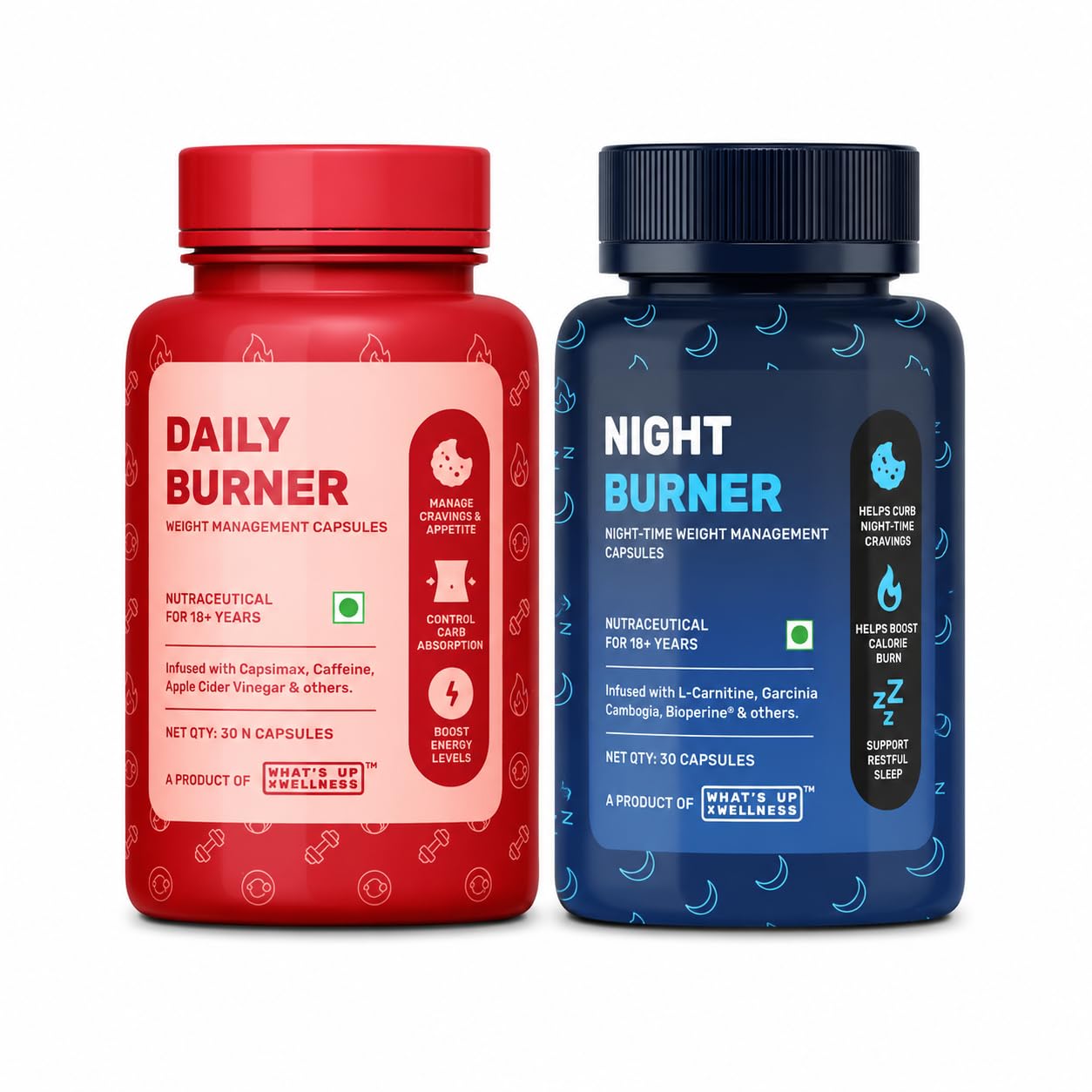 What’s Up Wellness Daily + Night Burner Combo | 24-Hour Weight Management | Burn Fat Day & Night | Craving Control & Sleep Support-image-9