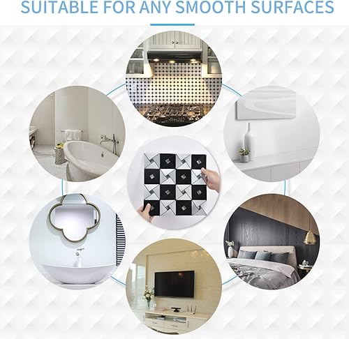 Miniatura 7 de Art3d Azulejos de mosaico de metal para decoración de pared de cocina, adhesivos en azulejos compuestos de aluminio, molino de viento negro y