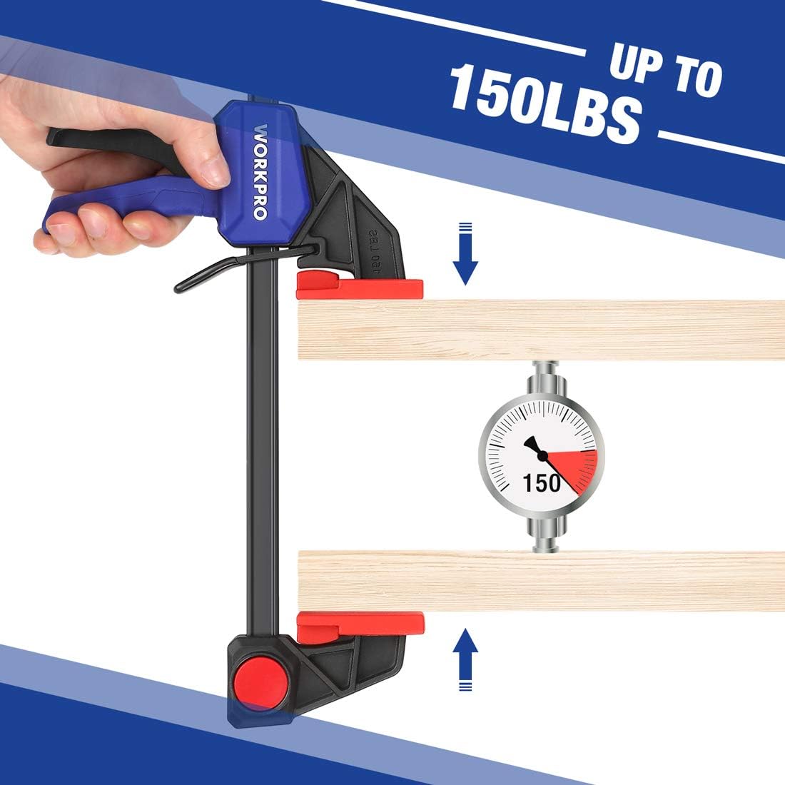 WORKPRO Bar Clamps 6-Pack + WORKPRO Torpedo Level