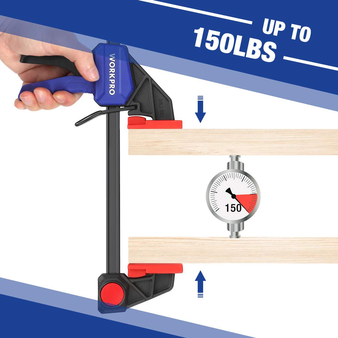 WORKPRO Bar Clamps for Woodworking, 6Pack OneHanded Clamp/Spreader, 6