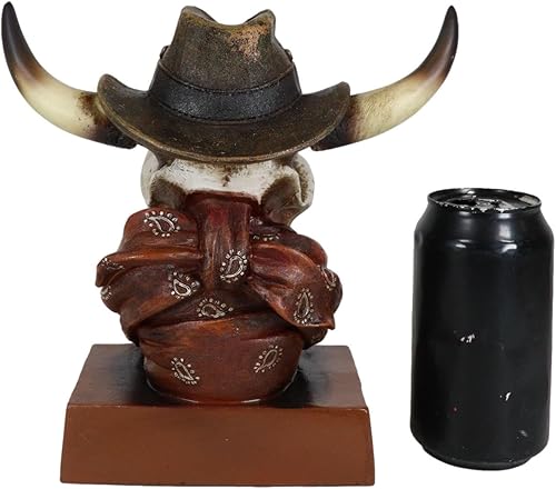 Miniatura 7 de Ebros Gift Colorido cráneo de vaca con cuernos de vaquero occidental con sombrero y bufanda bandana figura de escritorio fauna silvestre bisontes