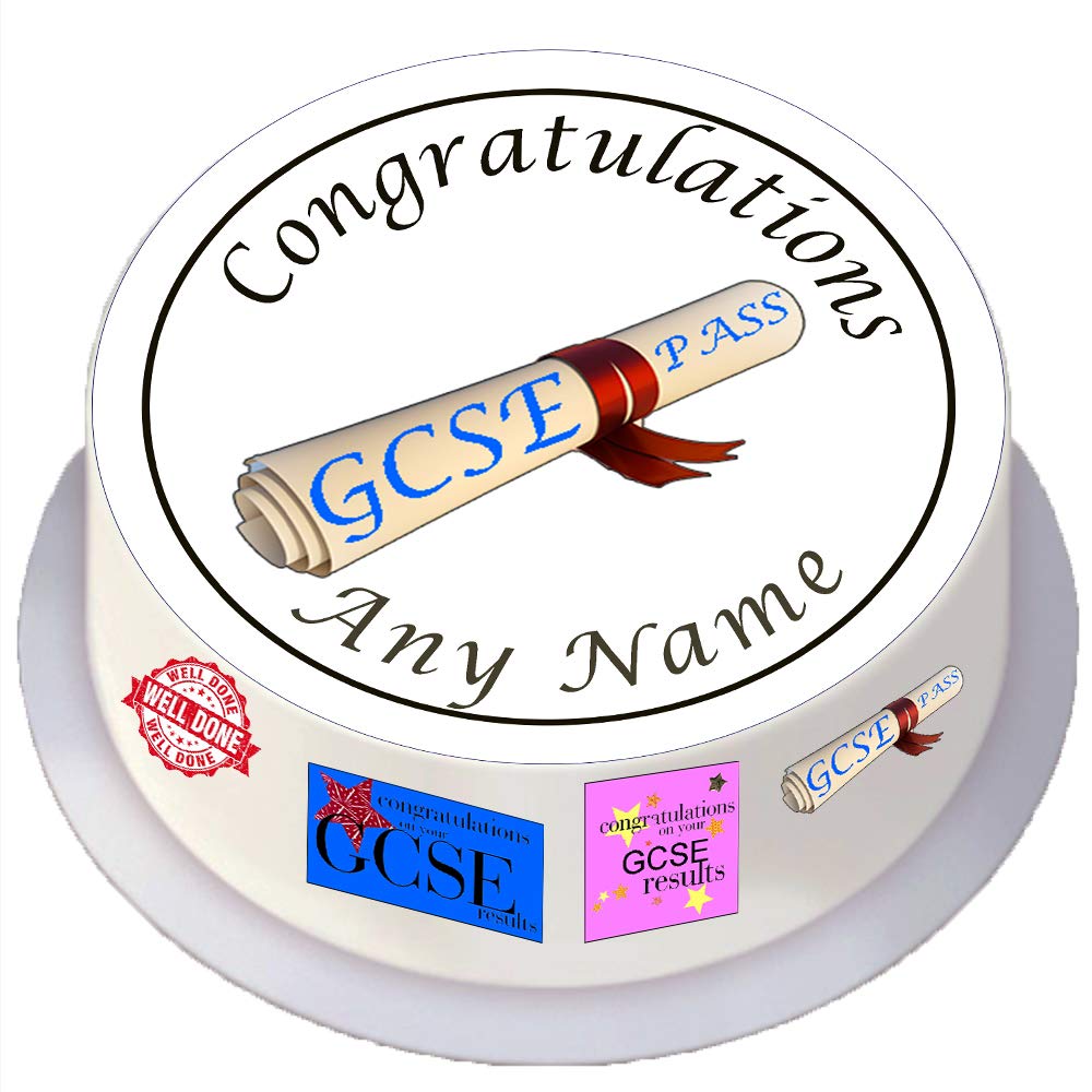 Made4you Gcse Congratulations - Personalised Edible Round Cake Topper