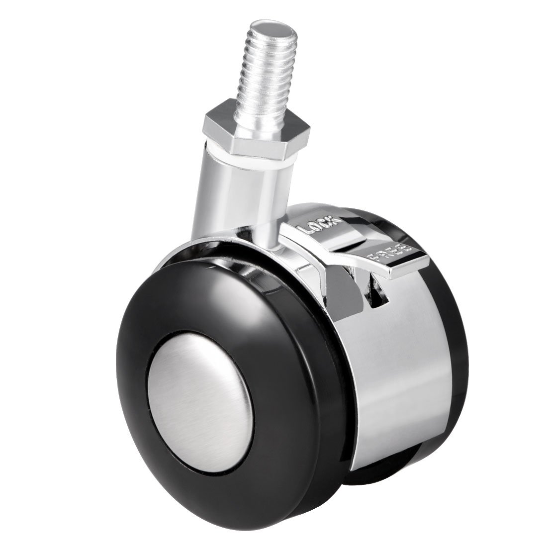 sourcing map Furniture Casters Alloy Plastic 1.5 Inch Twin Wheel with Brake, M8 x 15mm Threaded Stem Swivel Caster, 33lb Load Capacity