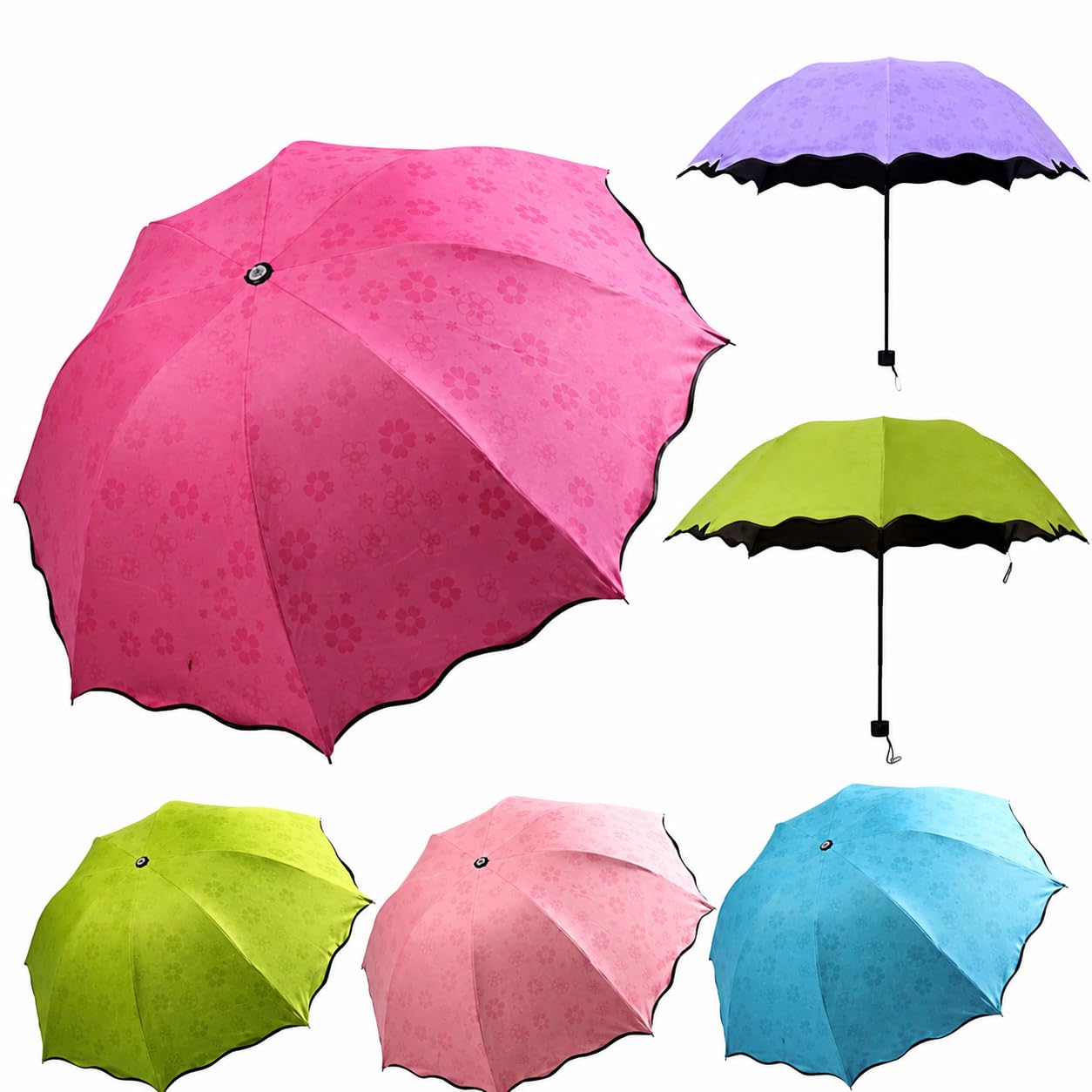 Magic Umbrella Windproof and Rainproof Umbrella with Bloom After Rain Pattern 3 Fold Anti UV Protection Folding Umbrella for Rain, Sun 2 Persons Adult Kids & Women (Multicolor)-image-28