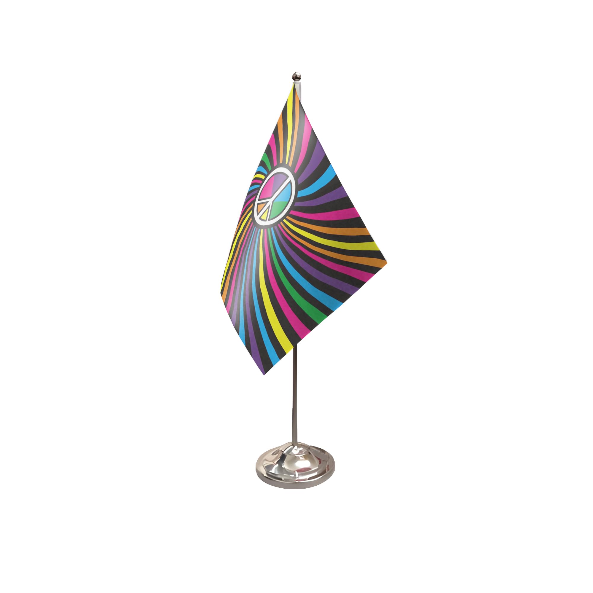 Flagtex Rainbow Swirl Satin Table Flag With Chrome Pole & Base